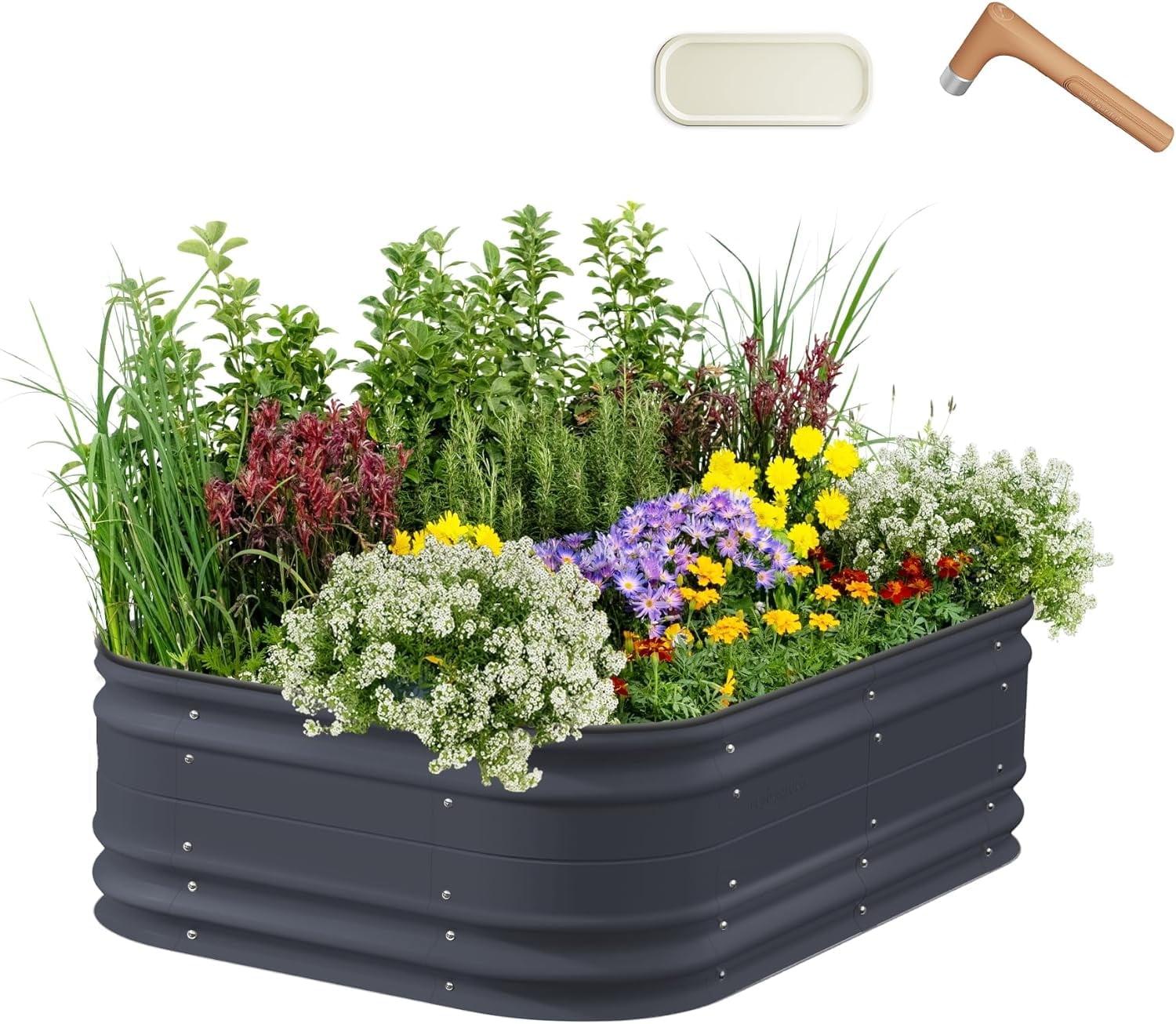 Vego Garden Novel 17" Tall 6 In 1 Modular Metal Outdoor Raised Garden Bed