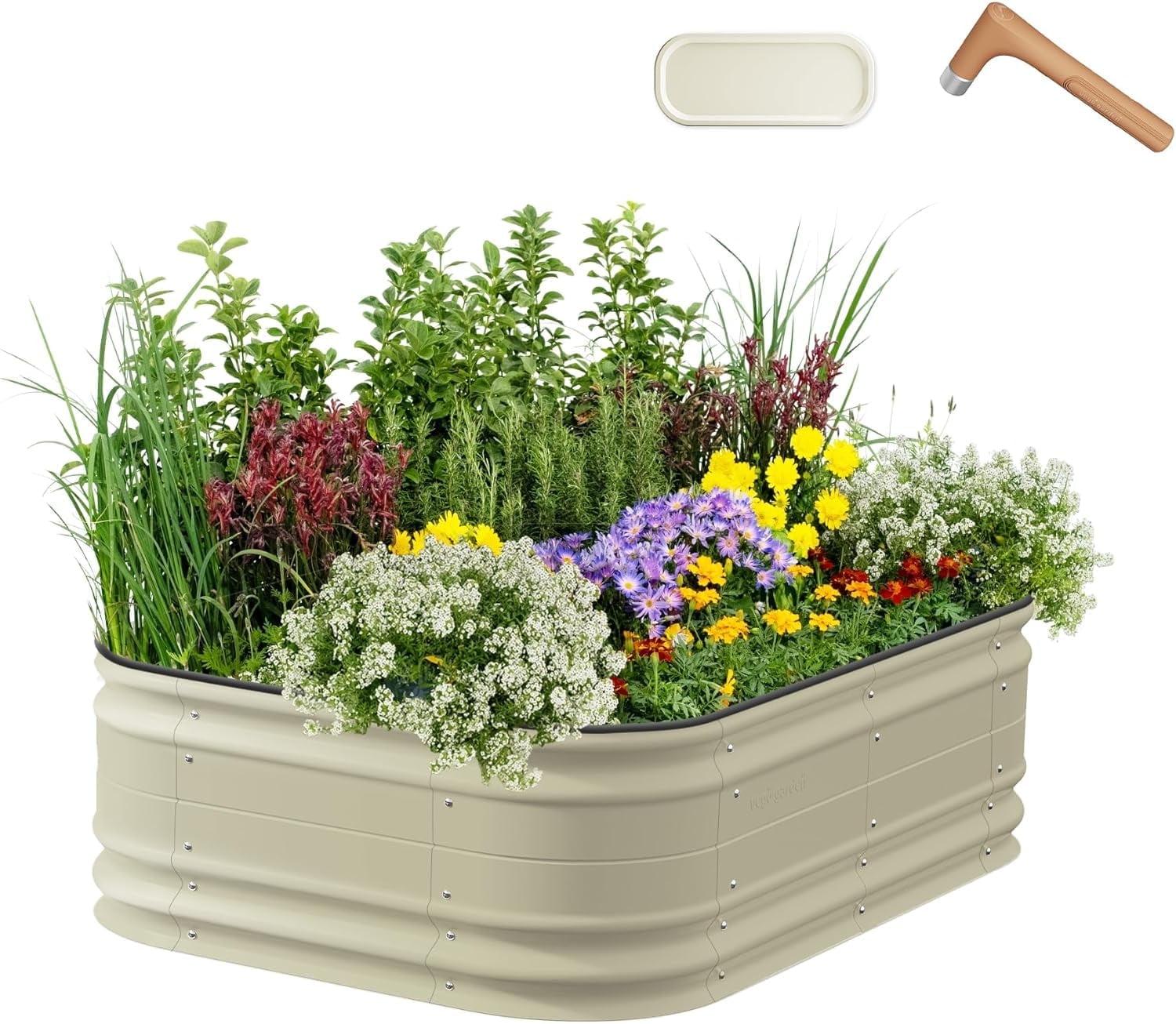 Vego Garden Novel 17" Tall 6 In 1 Modular Metal Outdoor Raised Garden Bed