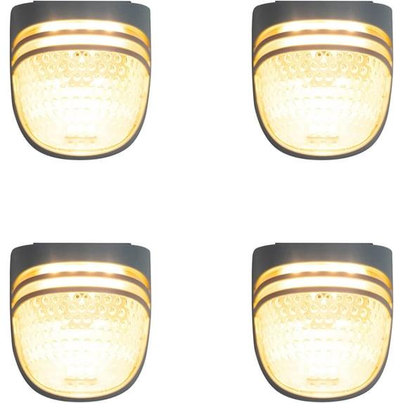 Vego Garden Add ons Dappled-Pebble Gray Outdoor Waterproof Solar Powered Integrated LED Deck Light Pack (Set of 4)