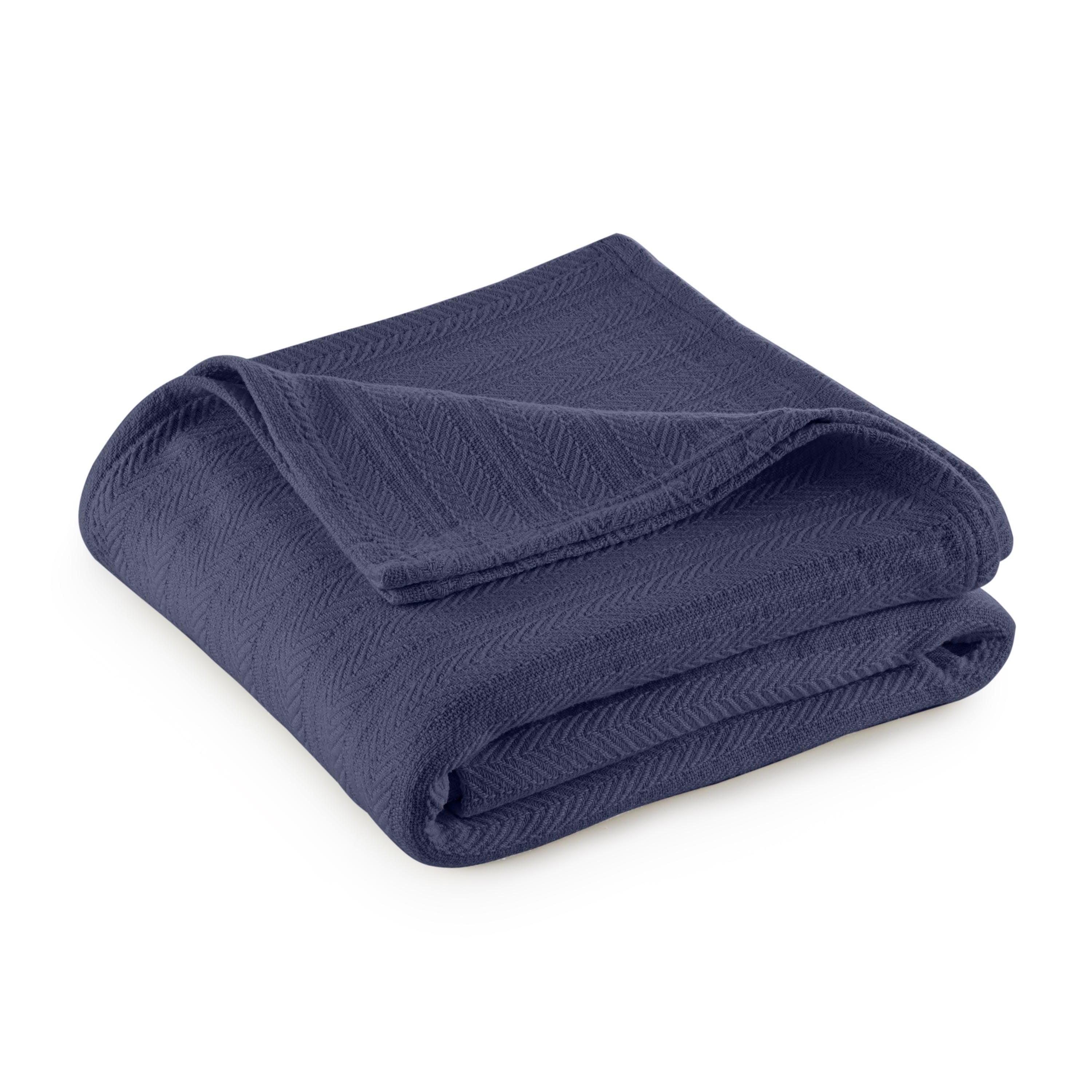 Vellux 100% Cotton Blanket - Soft, Breathable, Cozy & Lightweight Thermal Blanket  All-Season Blanket Perfect for Layering Bed, Couch & Sofa - Hotel Quality