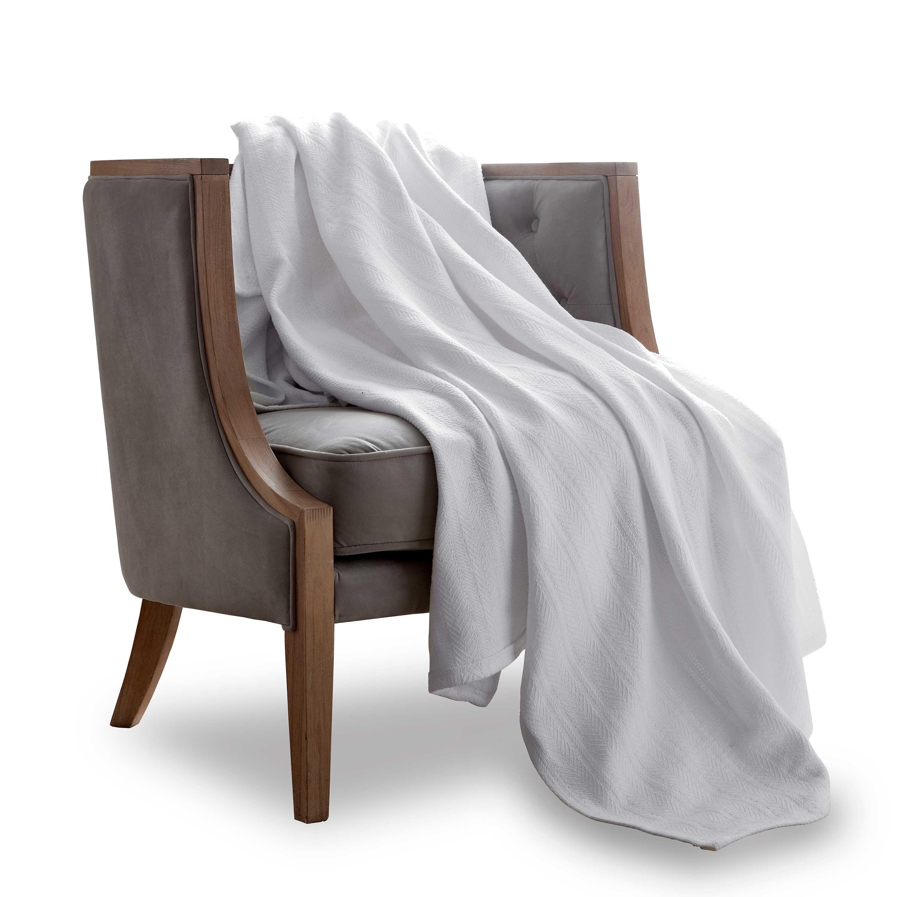 Vellux 100% Cotton Blanket - Soft, Breathable, Cozy & Lightweight Thermal Blanket  All-Season Blanket Perfect for Layering Bed, Couch & Sofa - Hotel Quality