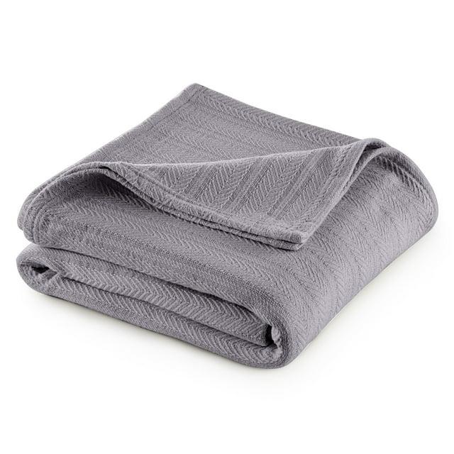 Vellux Vellux 100% Cotton Blanket - Soft, Breathable, Cozy & Lightweight Thermal Blanket  All-Season Blanket Perfect for Layering Bed, Couch & Sofa - Hotel Quality