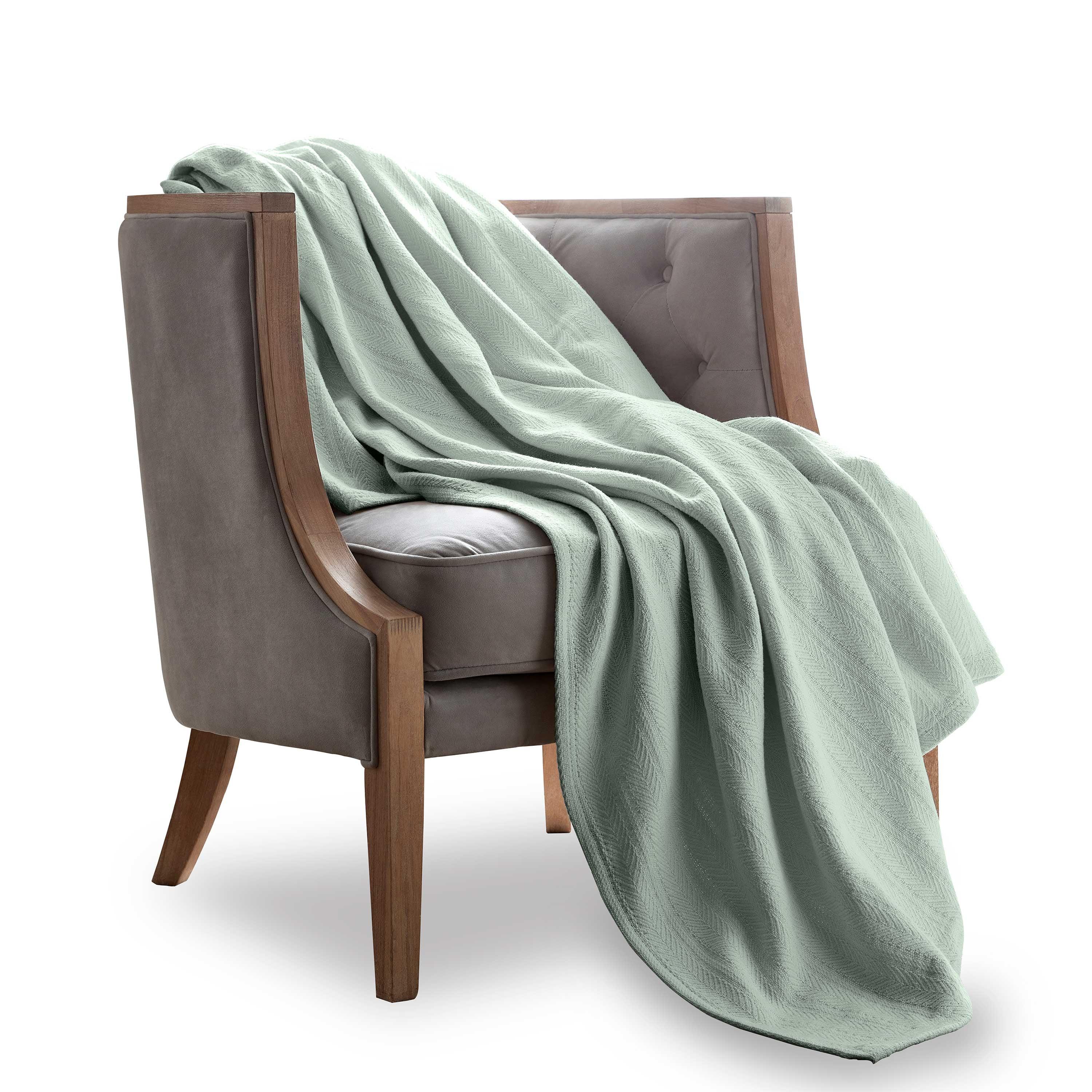 Vellux 100% Cotton Blanket - Soft, Breathable, Cozy & Lightweight Thermal Blanket  All-Season Blanket Perfect for Layering Bed, Couch & Sofa - Hotel Quality