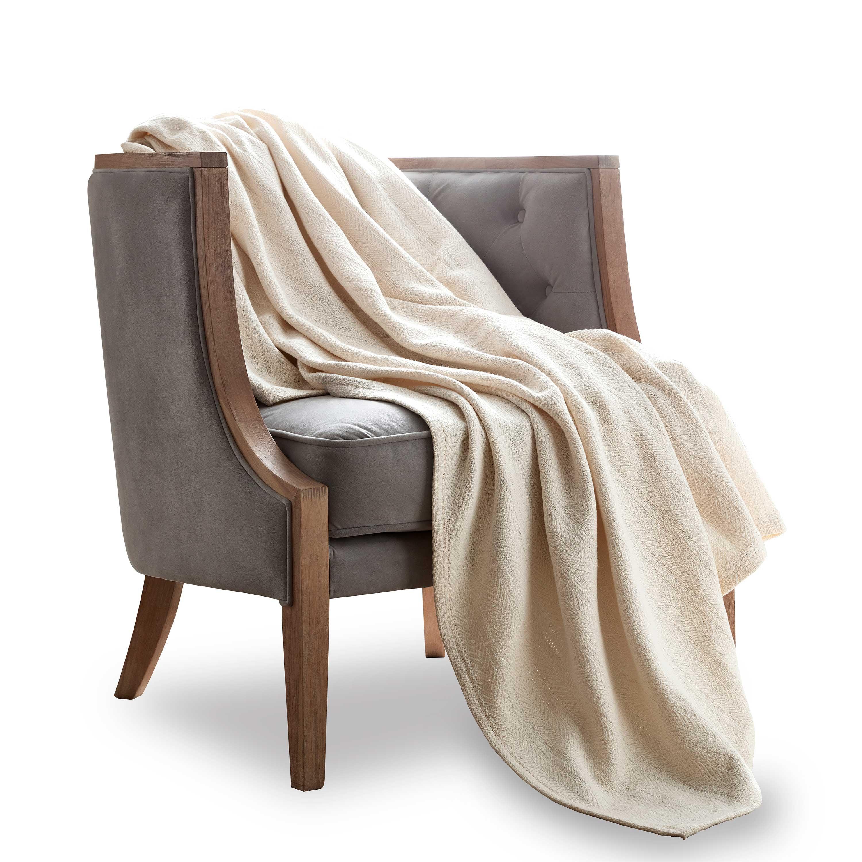 Vellux Vellux 100% Cotton Blanket - Soft, Breathable, Cozy & Lightweight Thermal Blanket  All-Season Blanket Perfect for Layering Bed, Couch & Sofa - Hotel Quality