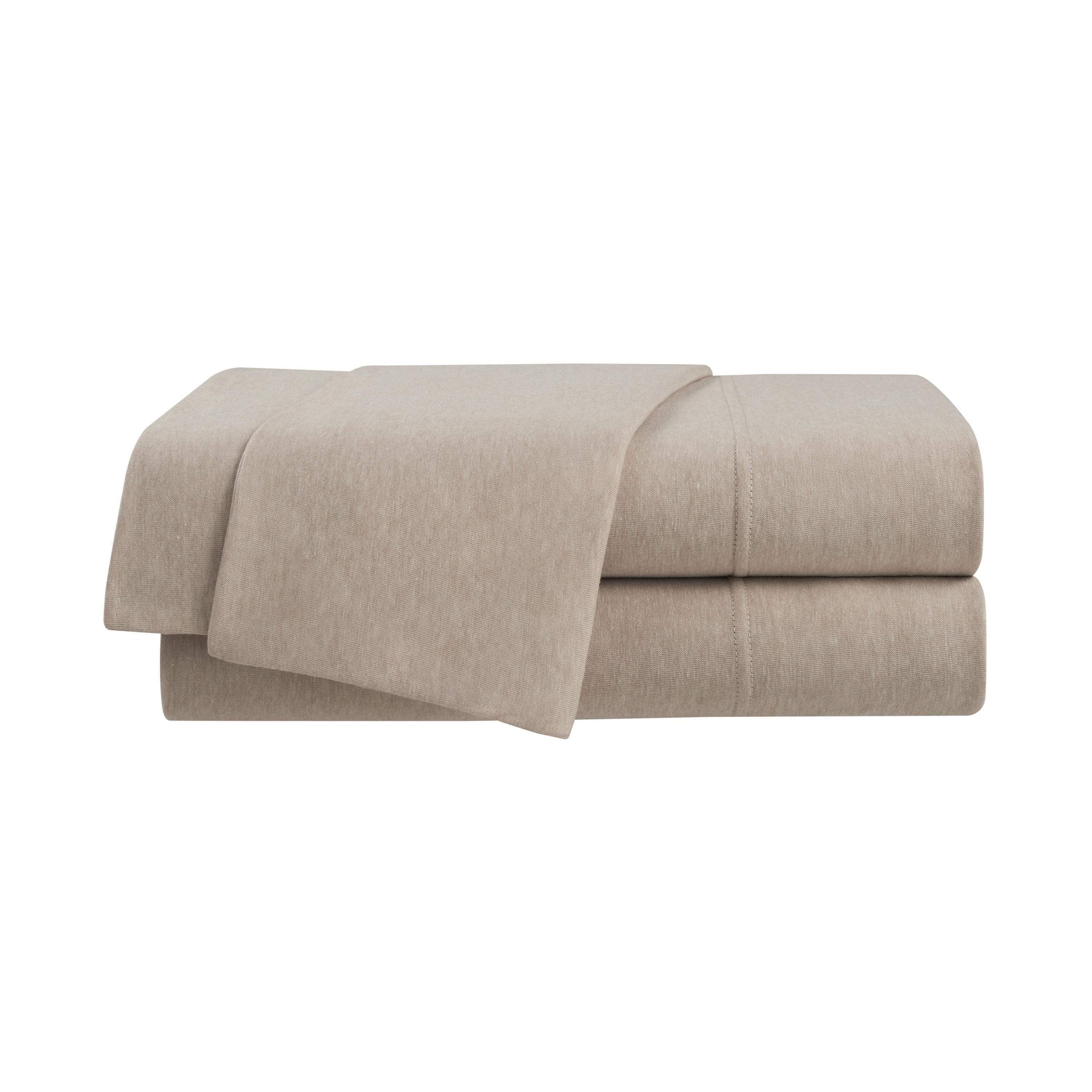 Queen Soft Taupe Jersey Knit Deep Pocket Sheet Set