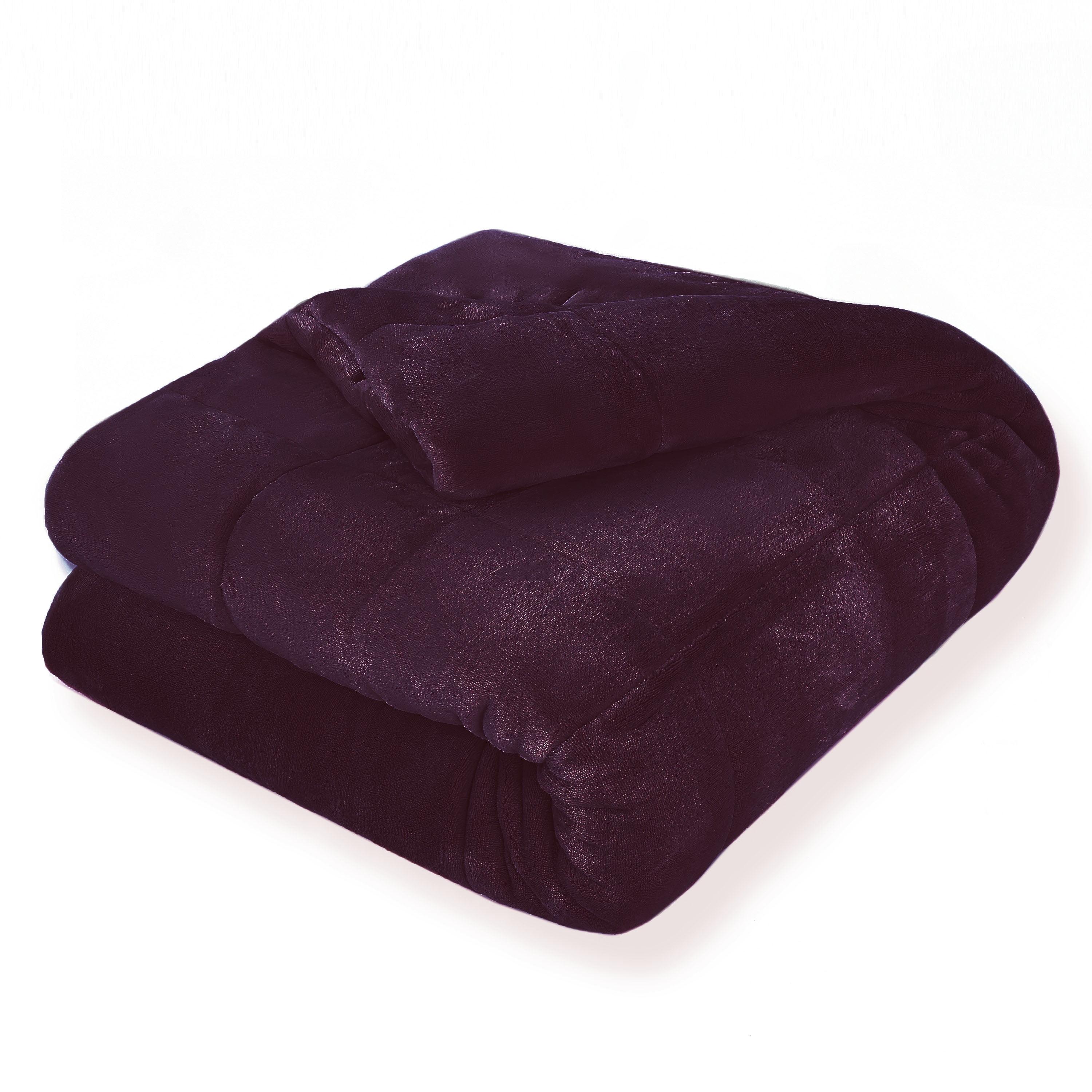 Vellux Queen Plush Lux Warm Blankets - All Season Blankets - Lightweight Quilted Blanket Full Queen Size - Ultra Soft Luxury Hotel Blanket - Box Stitched Blanket (Queen, Purple)