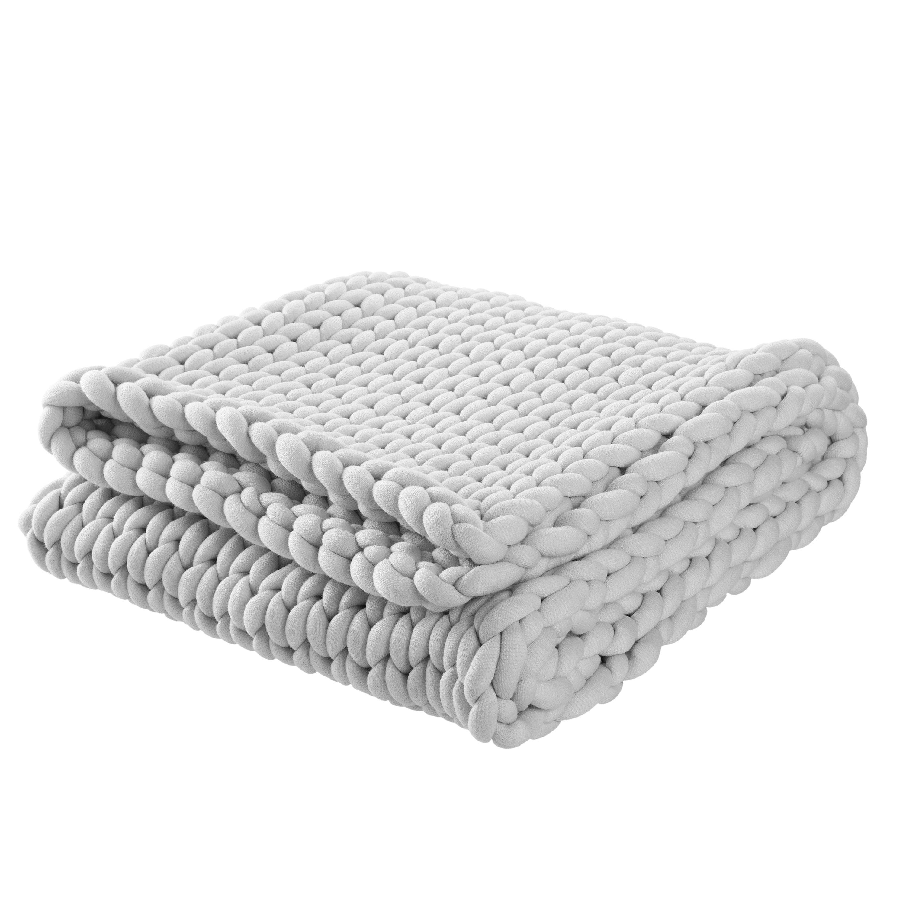 Twin Grey Chunky Knit Reversible Weighted Blanket