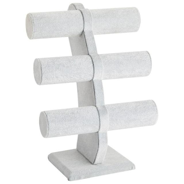 Juvale Velvet 3-Tier Jewelry Holder for Necklaces and Bracelets - Organizer Tower and Display for Selling (Gray)