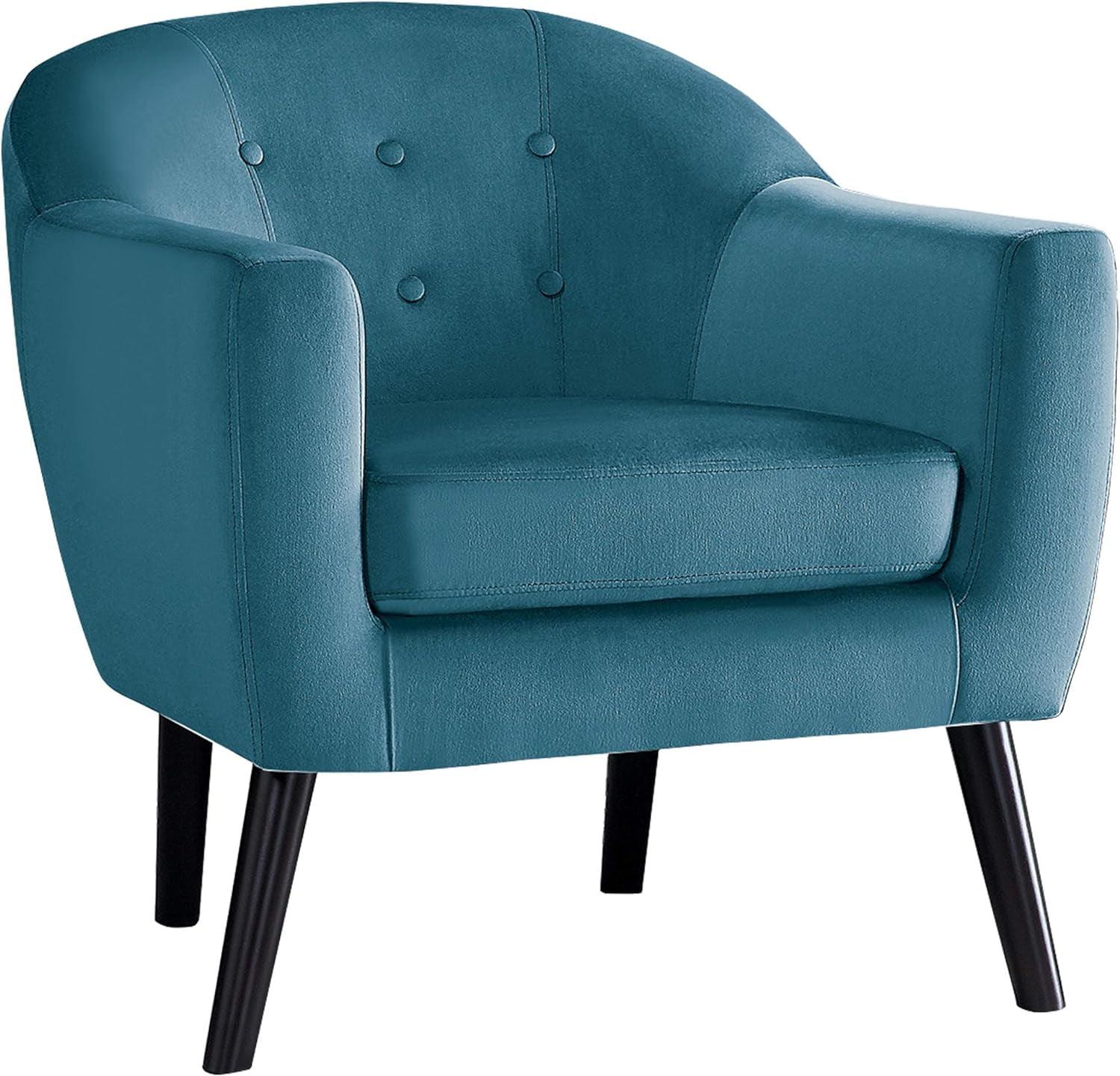 Teal Blue Velvet Lawson Accent Chair with Oak Legs