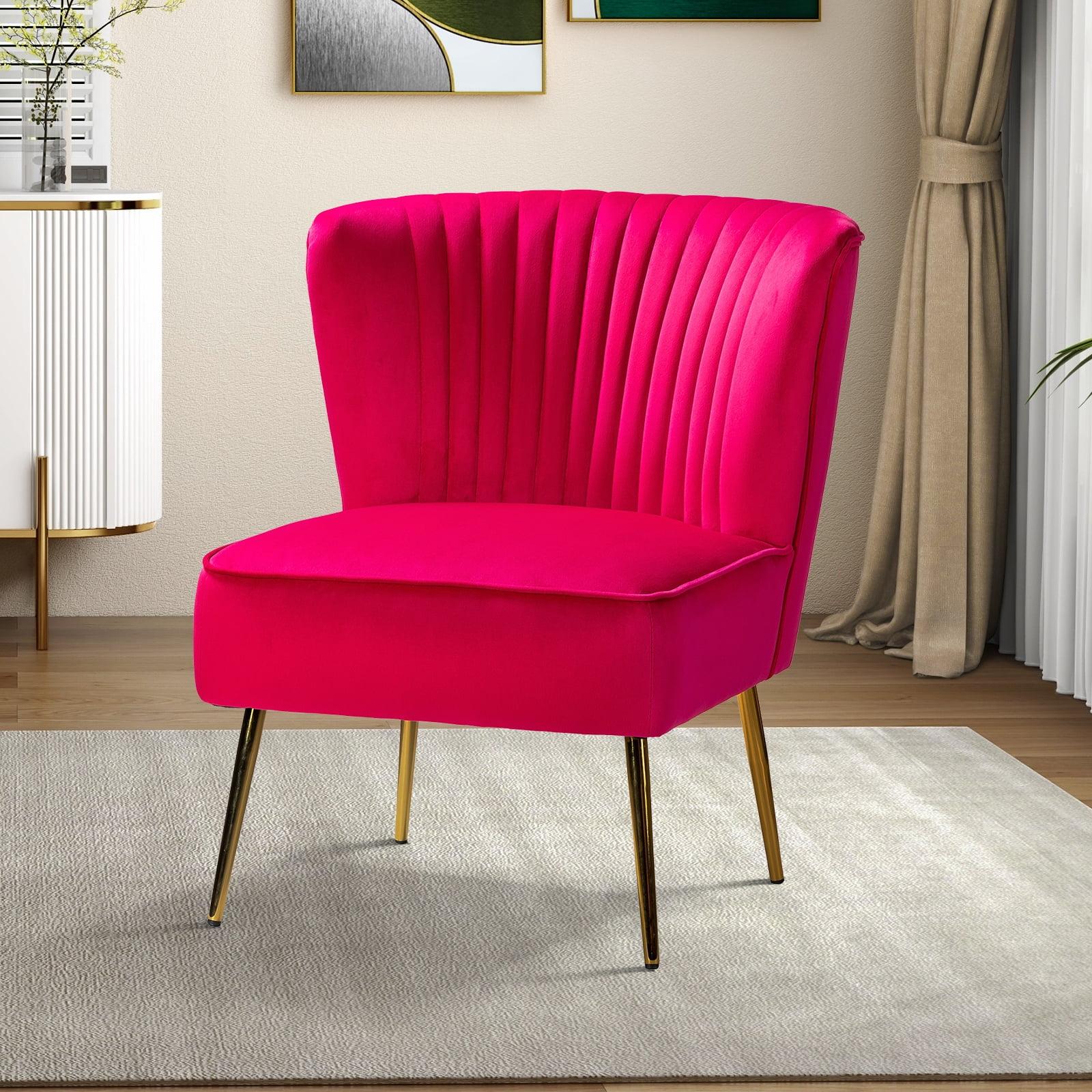 Fuchsia Velvet Accent Chair with Gold Legs