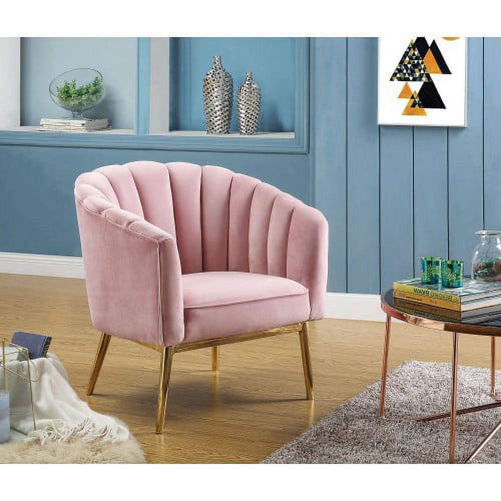 31" Colla Accent Chair Blush Pink Velvet/Gold Finish - Acme Furniture: Tufted, Leather Upholstery, Wood Frame