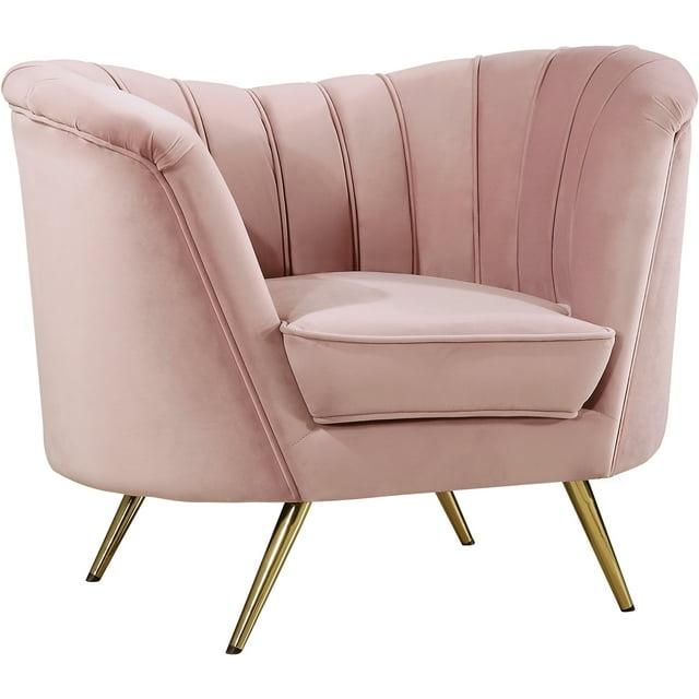 Homestock Victorian Elegance Pink Velvet Chair