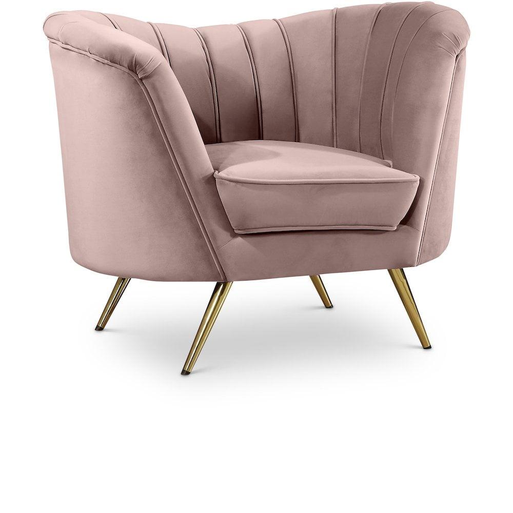 Meridian Furniture Velvet Accent Chair in Pink and Gold