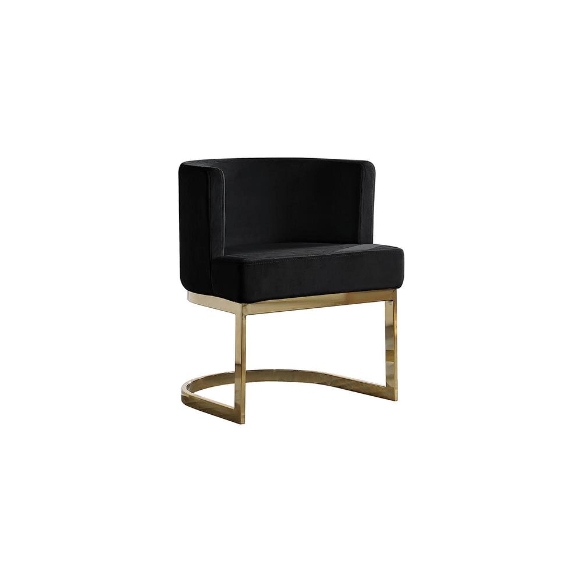 Black Velvet Barrel Chair with Gold Chrome Base