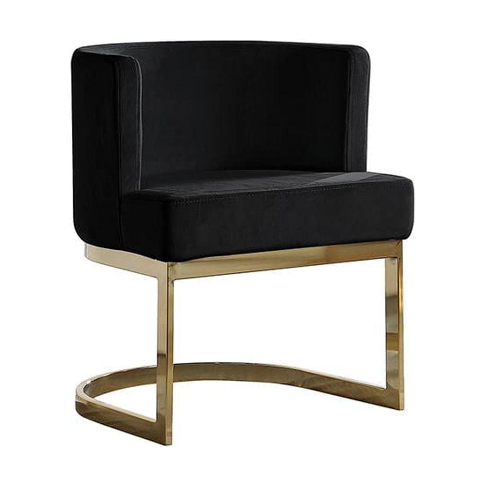 Black Velvet Barrel Chair with Gold Chrome Base