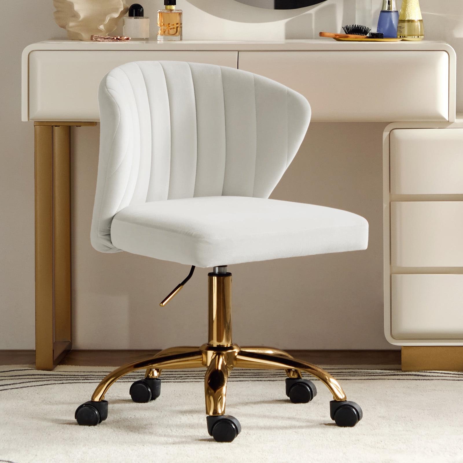 Ilia comtemperary wingback Task Chair Swivel Office Chair  with channel Tufted Back | Karat Home - IVORY