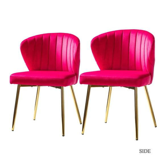 Velvet Dining Chairs Set of 2 Upholstered Wingback Side Chairs Living Room Kitchen Fushia