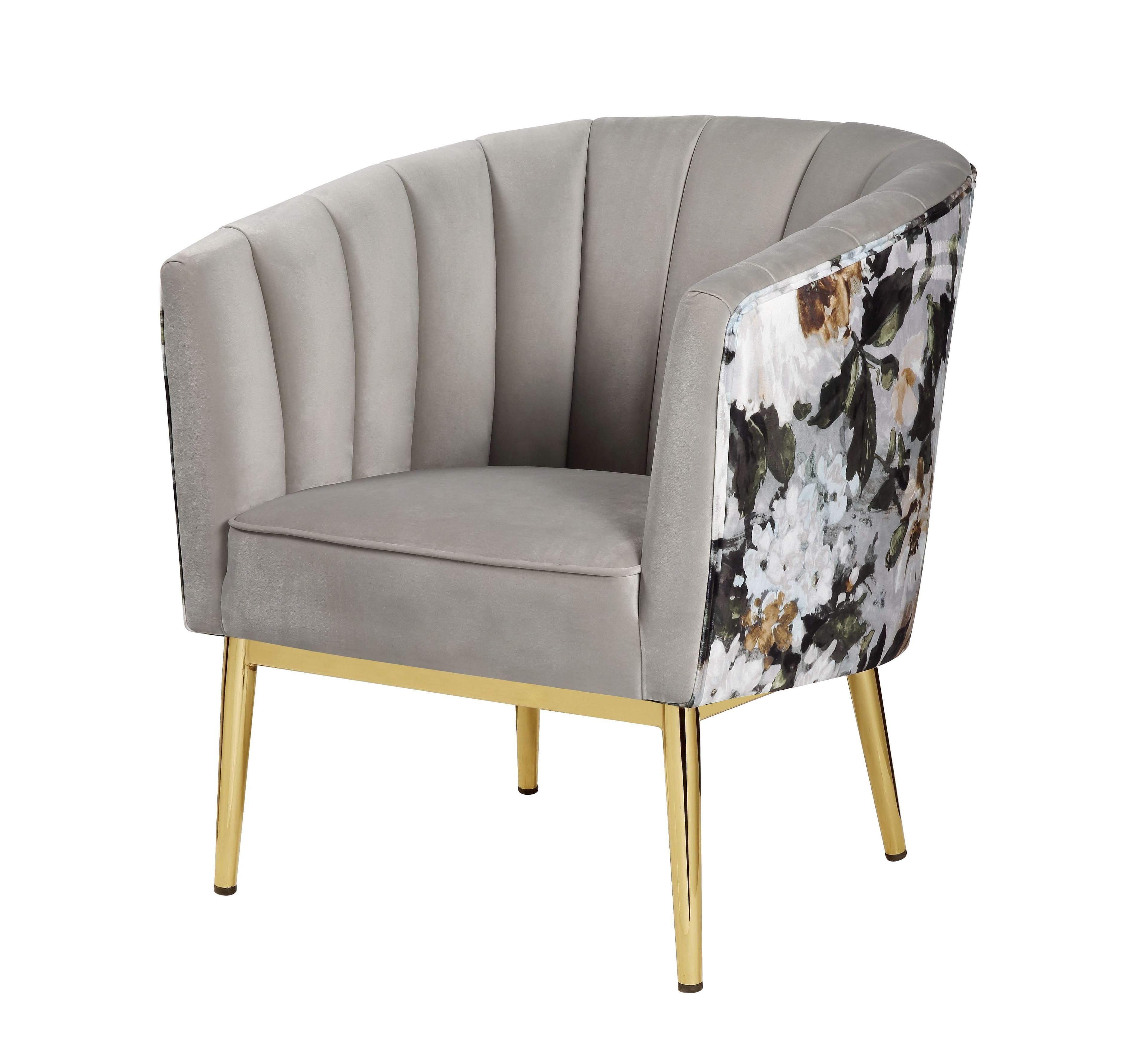 31" Colla Accent Chair Gray Velvet/Gold - Acme Furniture