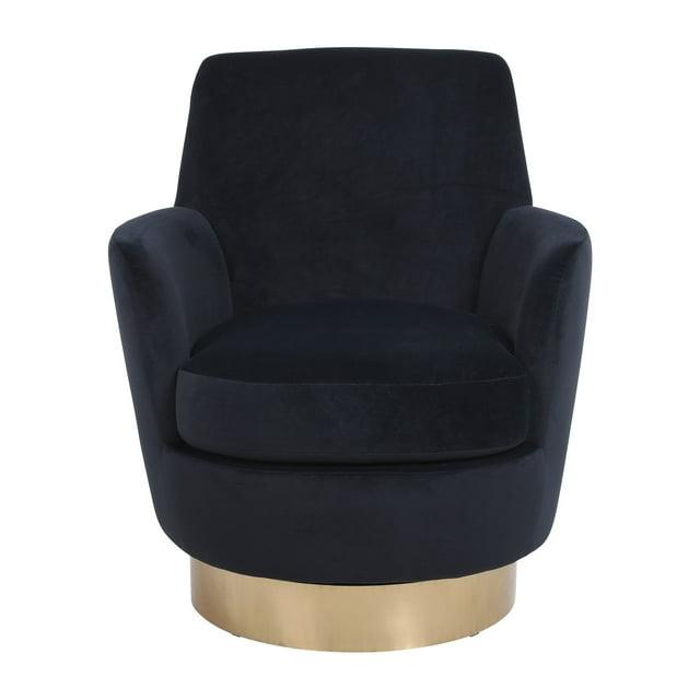Velvet Swivel Barrel Chair, Swivel Accent Chairs Armchair Black
