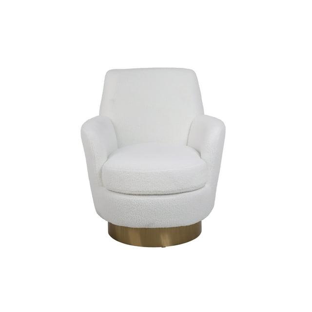 Velvet Swivel Barrel Chair, Swivel Accent Chairs Armchair Ivory