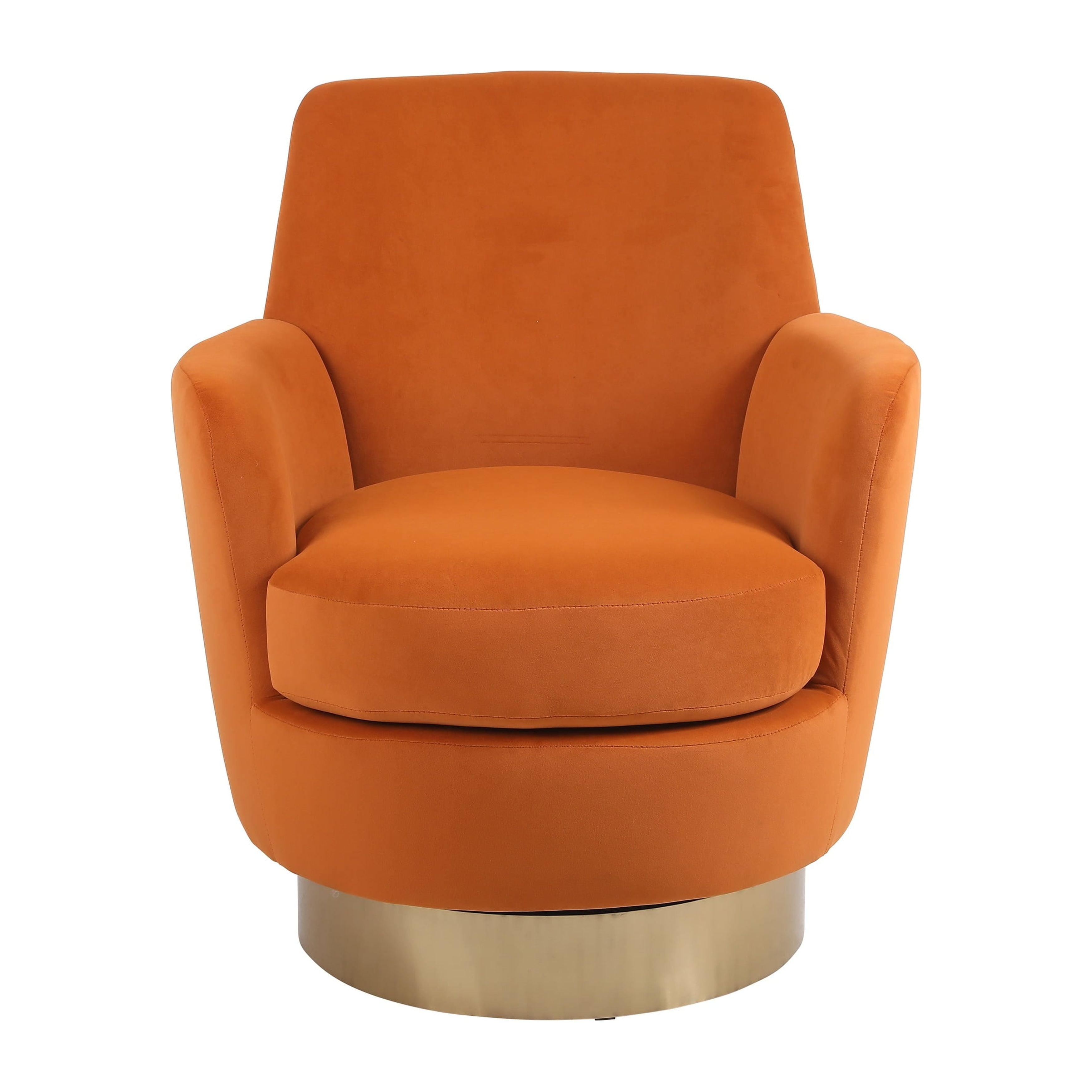 Velvet Swivel Barrel Chair, Swivel Accent Chairs Armchair Orange