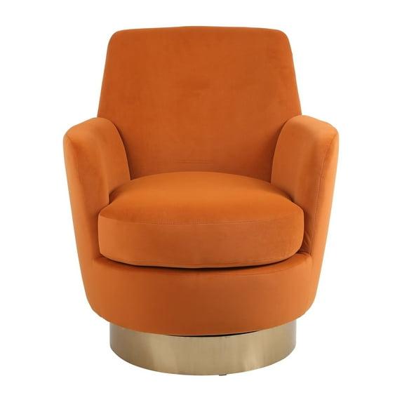 Velvet Swivel Barrel Chair, Swivel Accent Chairs Armchair Orange