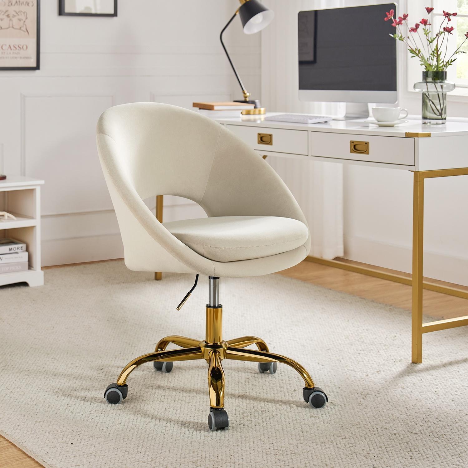 Louise Velvet Modern Task Chair with Ergonomic Design