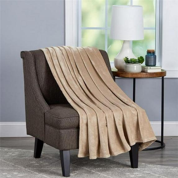 Velvet Throw Oversized Microfiber Velvet Solid Polyester Throw Blanket - Desert Tan