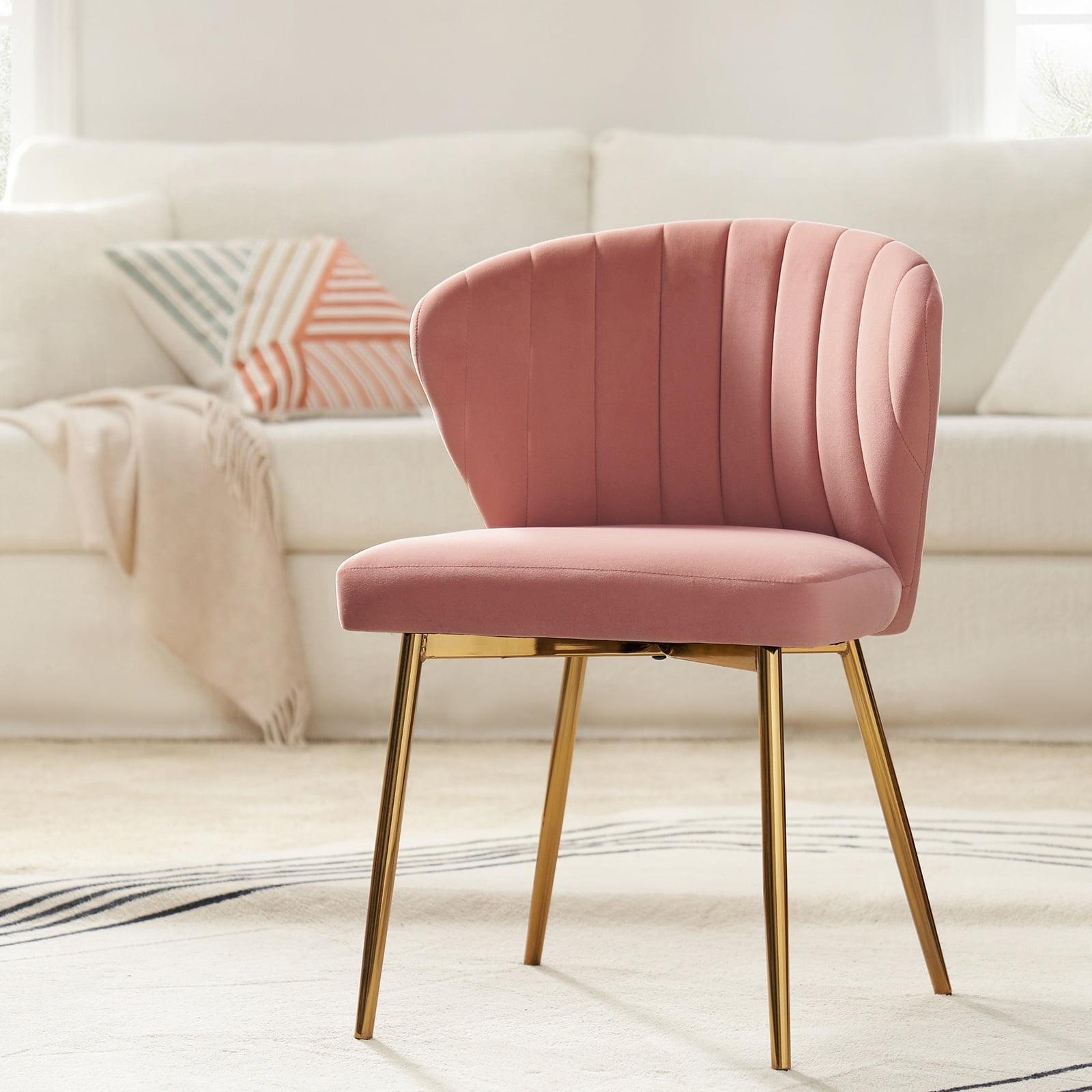 HULALA HOME Aruna Side Chair with Metal Legs by  Pink