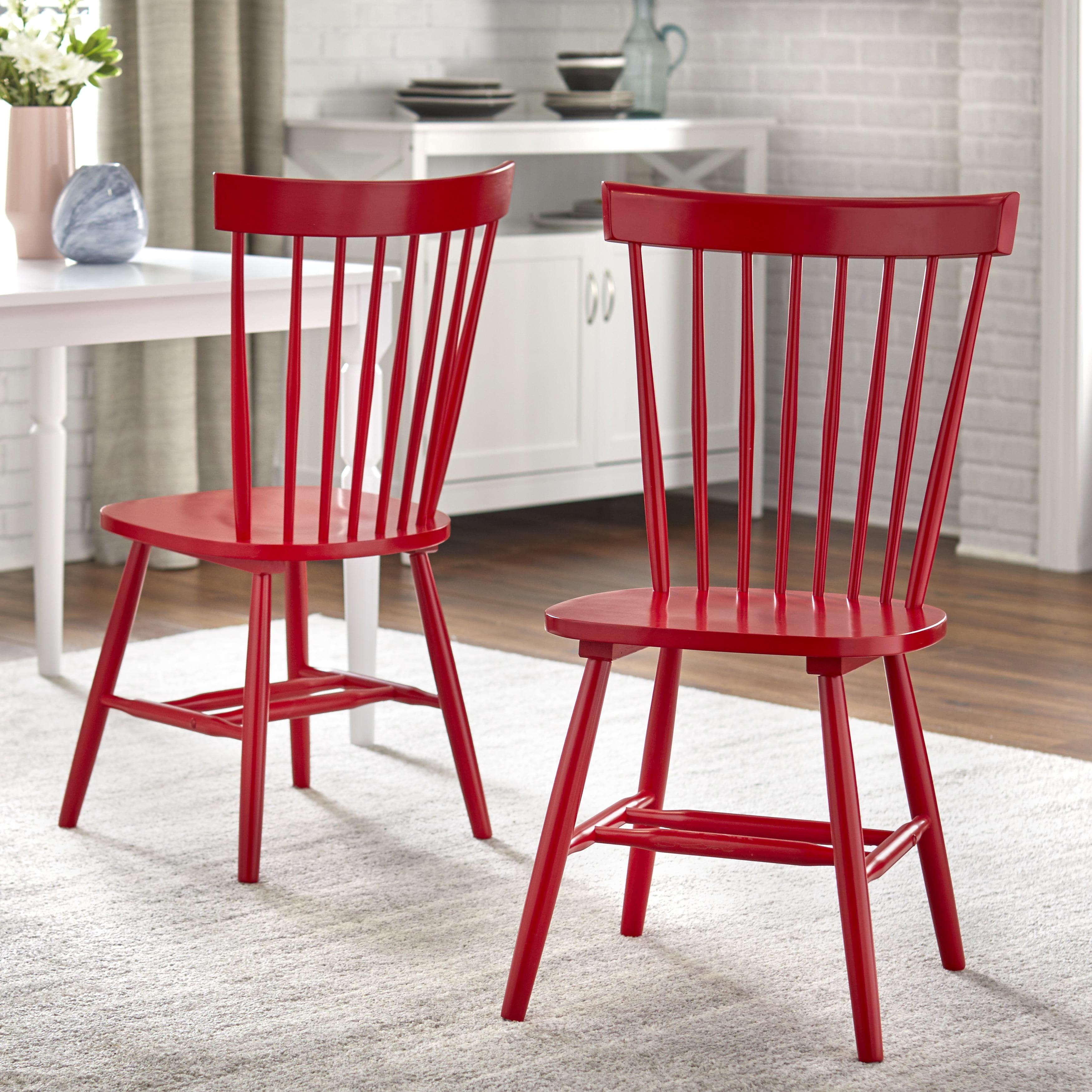 Buylateral Set of 2 Venice Farmhouse Solid Wood Spindle Dining Chairs Red: Solid Rubberwood, Unupholstered