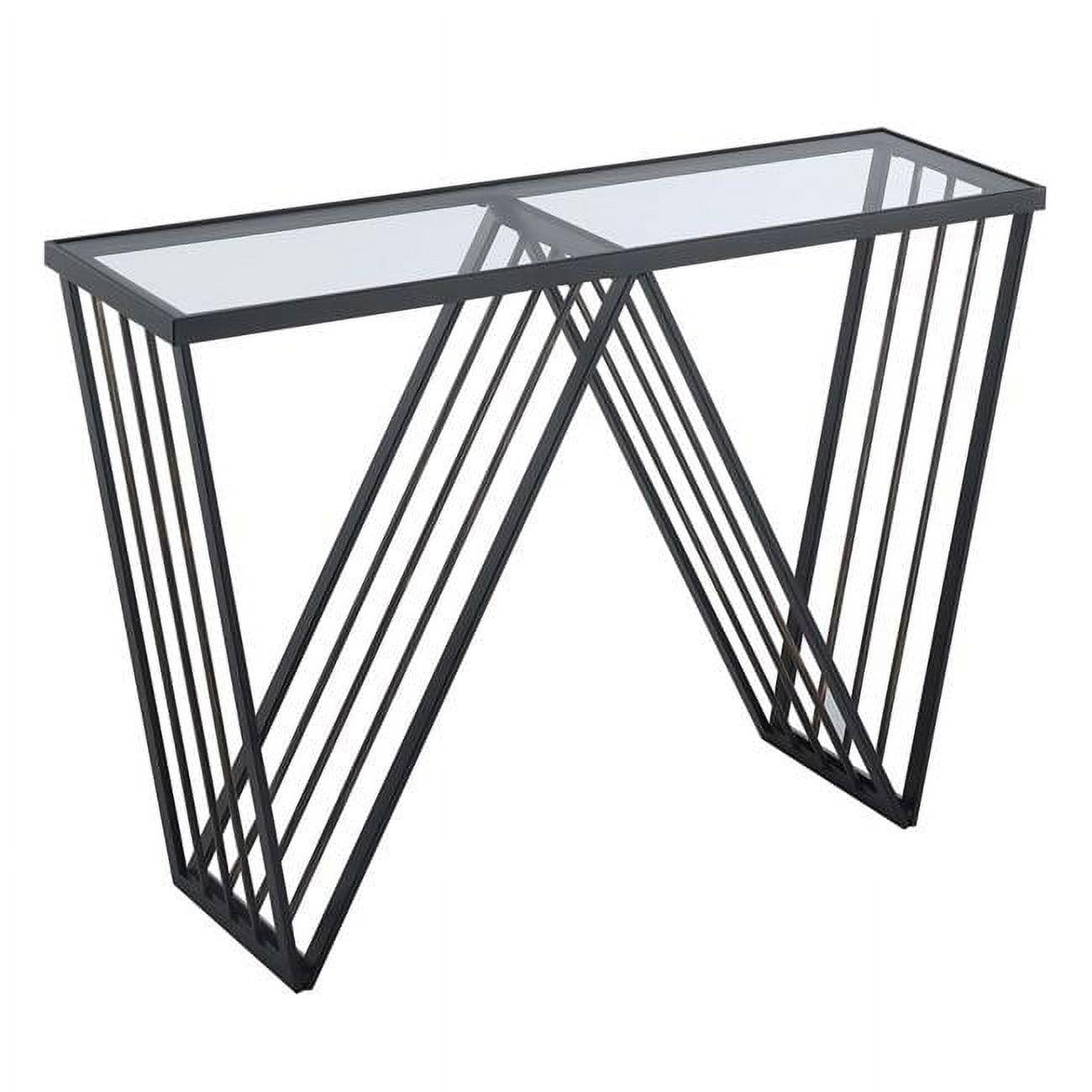 Venus Black Metal and Glass Console Table with Storage