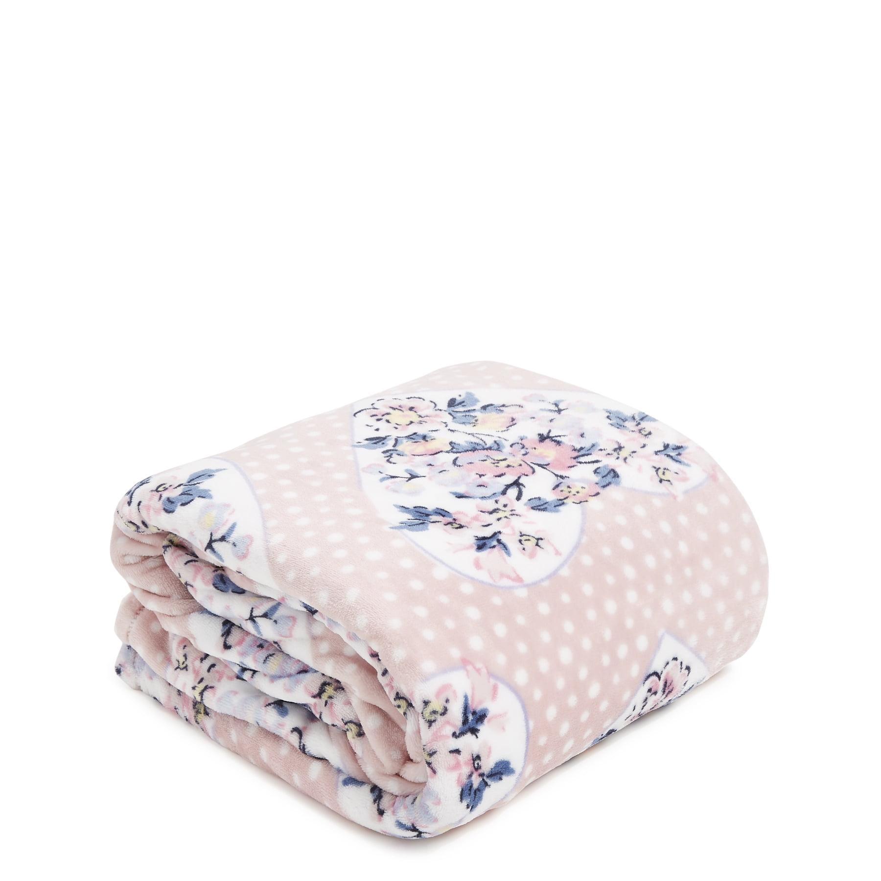 Mon Amour Soft Blush Floral Fleece Throw Blanket