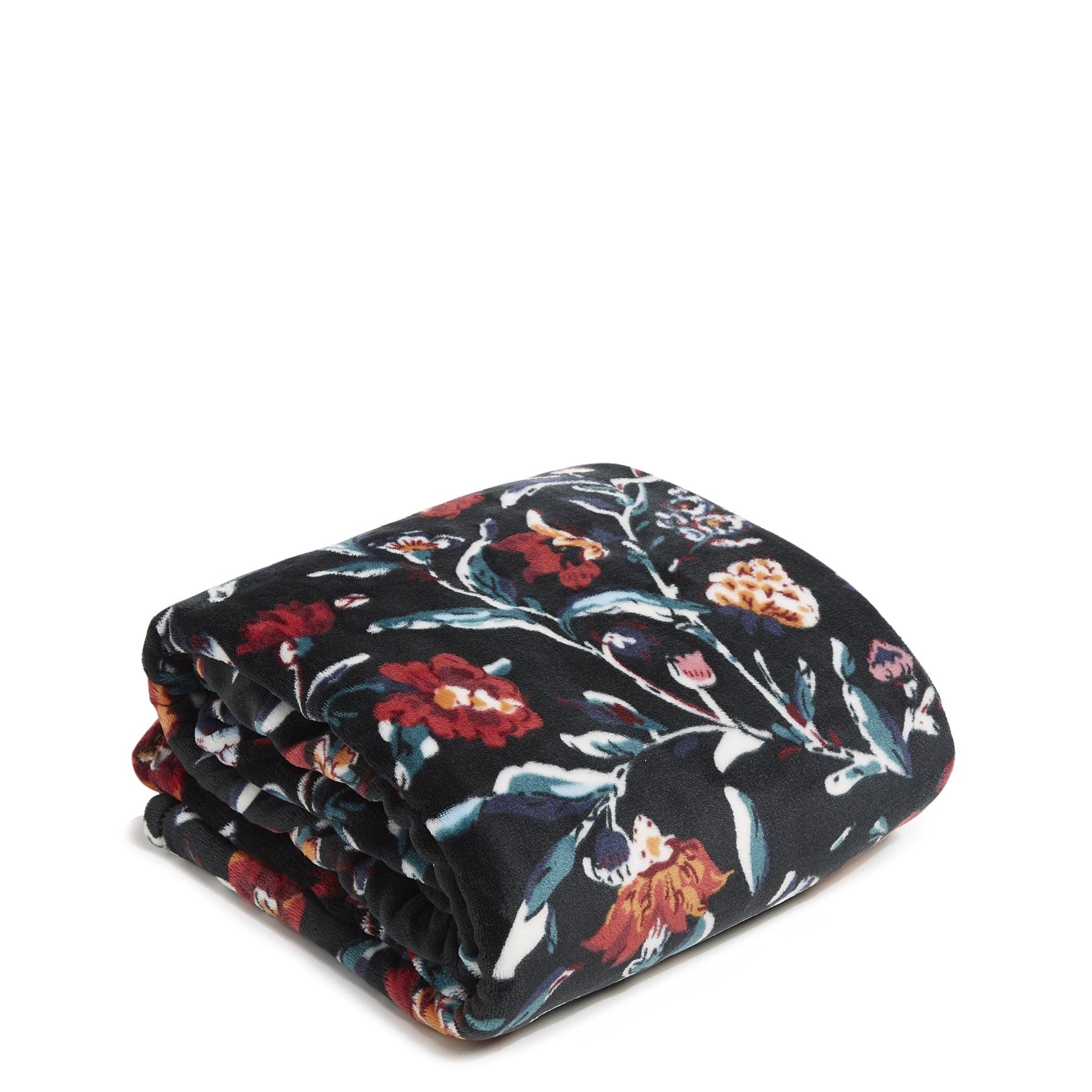 Perennials Noir Floral Fleece Plush Throw Blanket