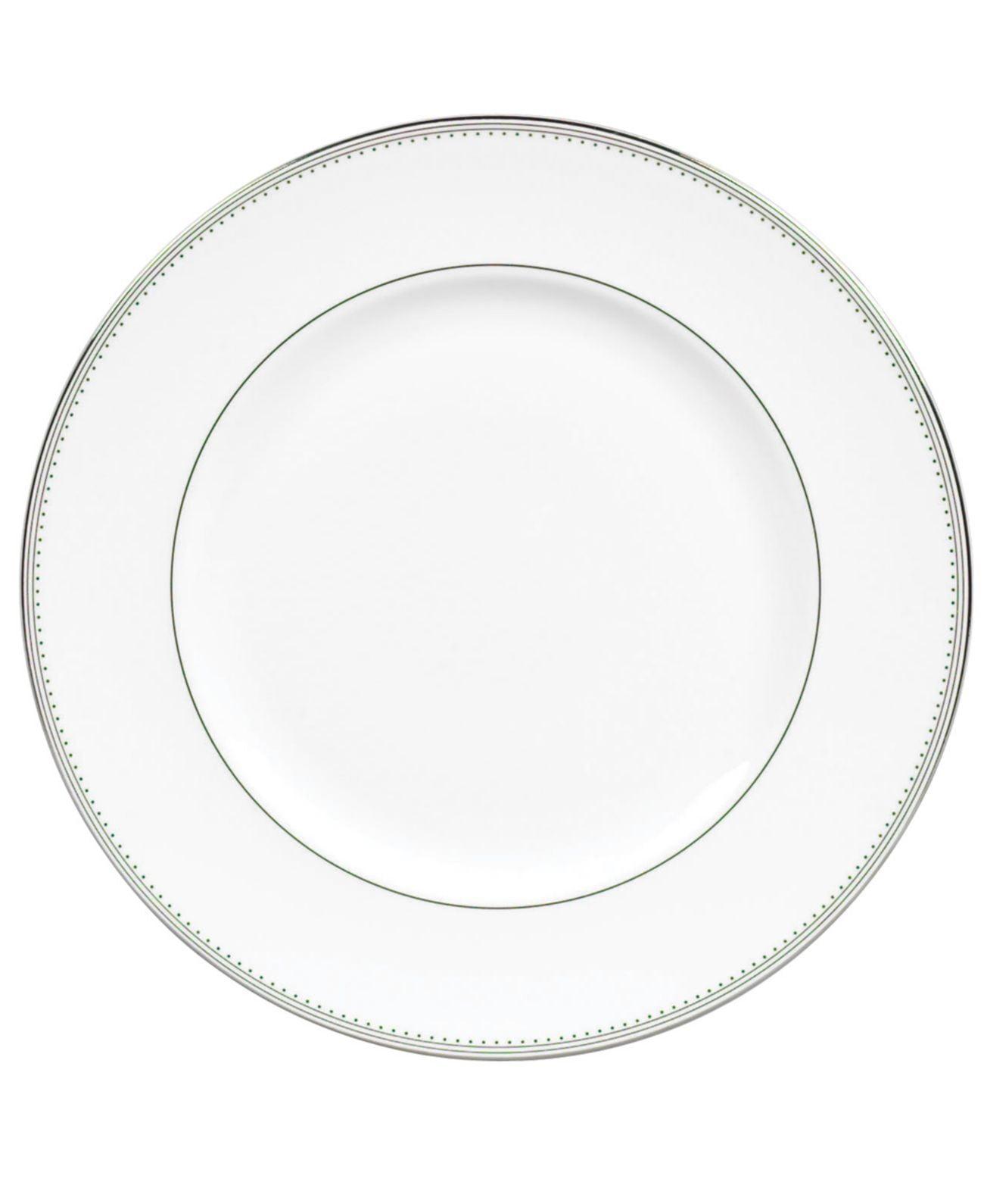 Elegant White Porcelain Dinner Plate with Silver Trim