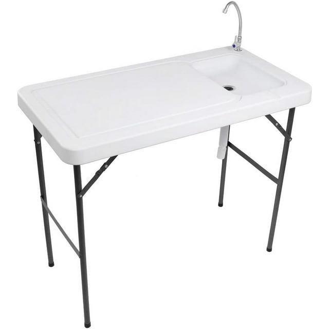Portable Aluminum Folding Fish Cleaning Table with Sink