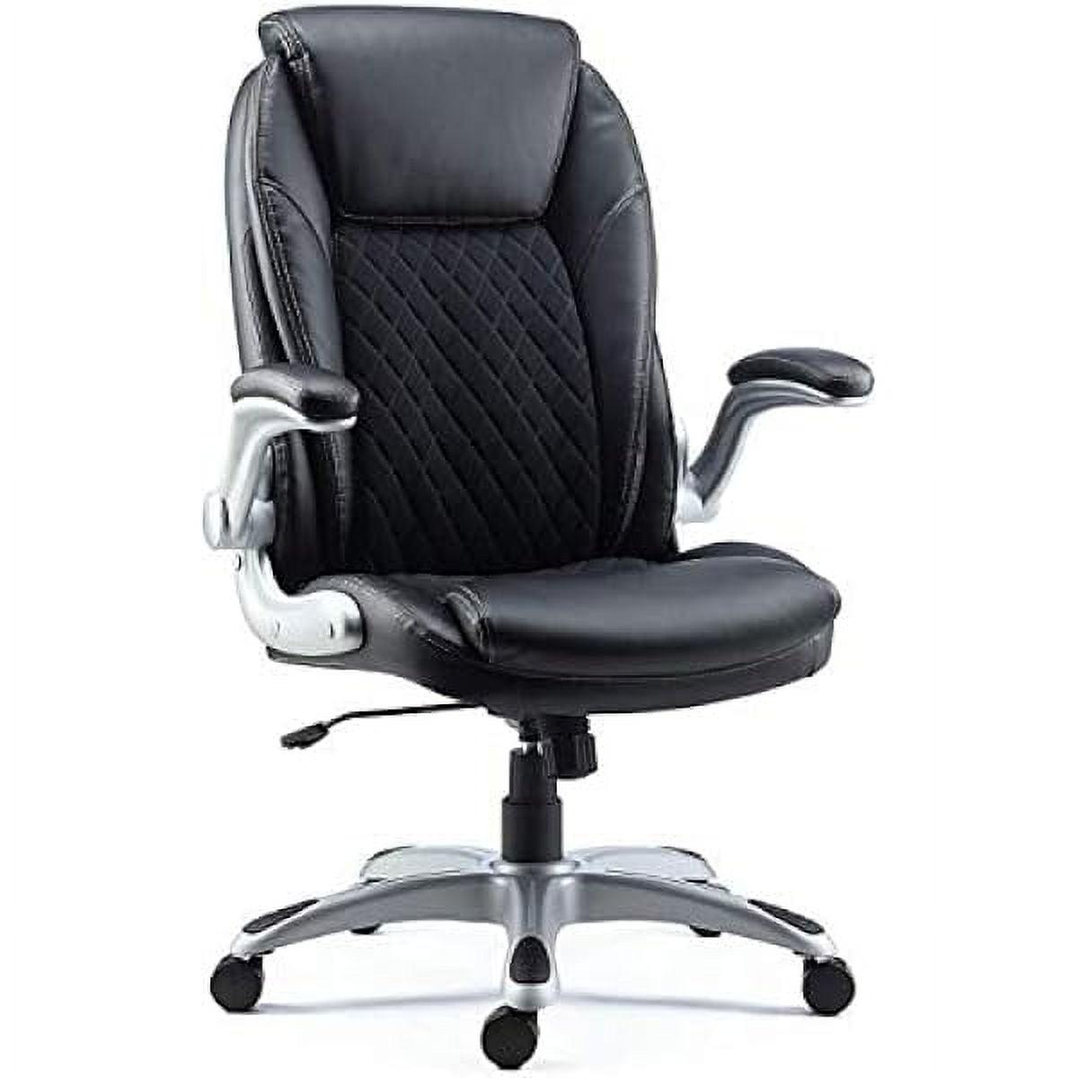 Black Adjustable Leather Task Chair with Quilted Back