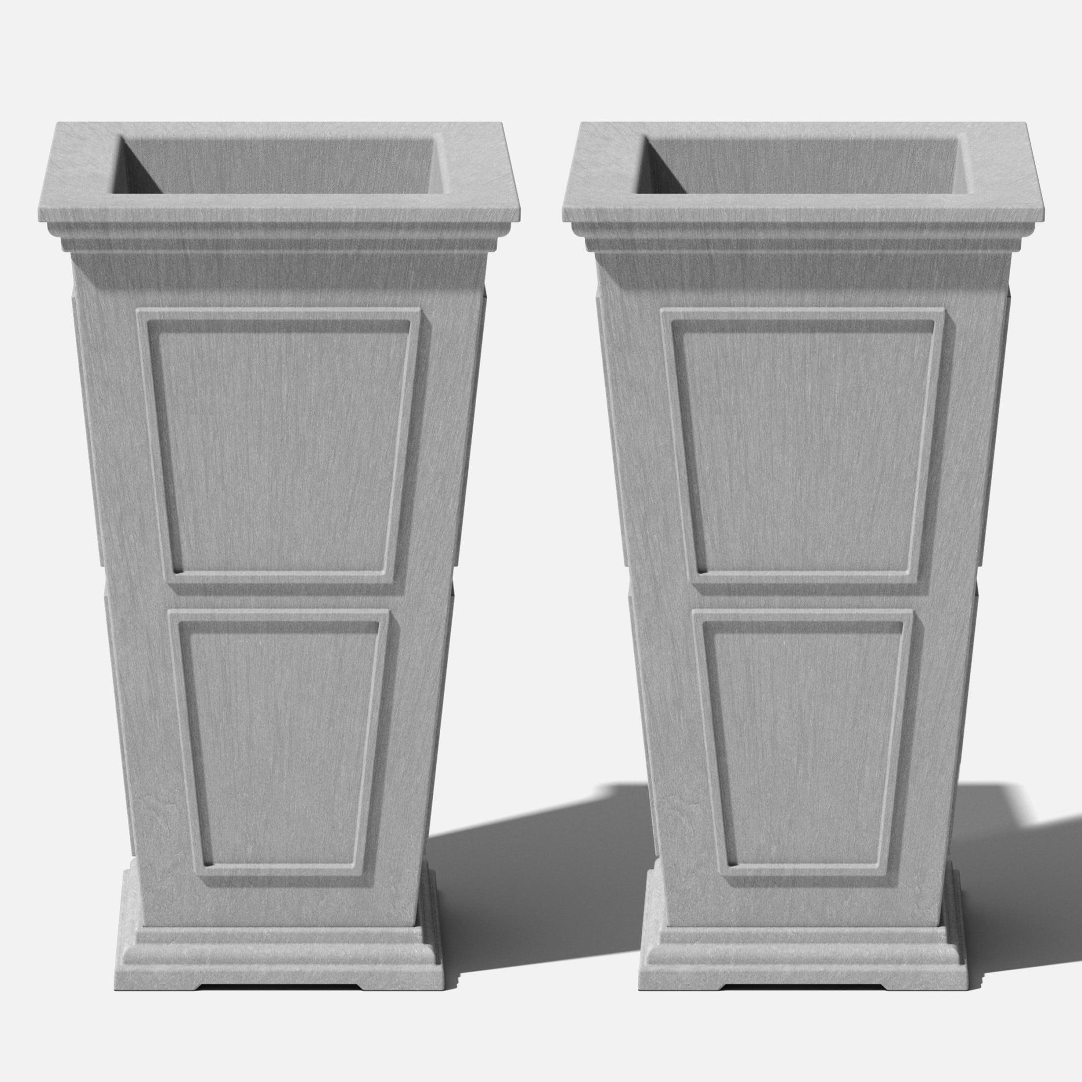 Veradek Brixton Tall 28" Plastic Planter 2-Pack Gray