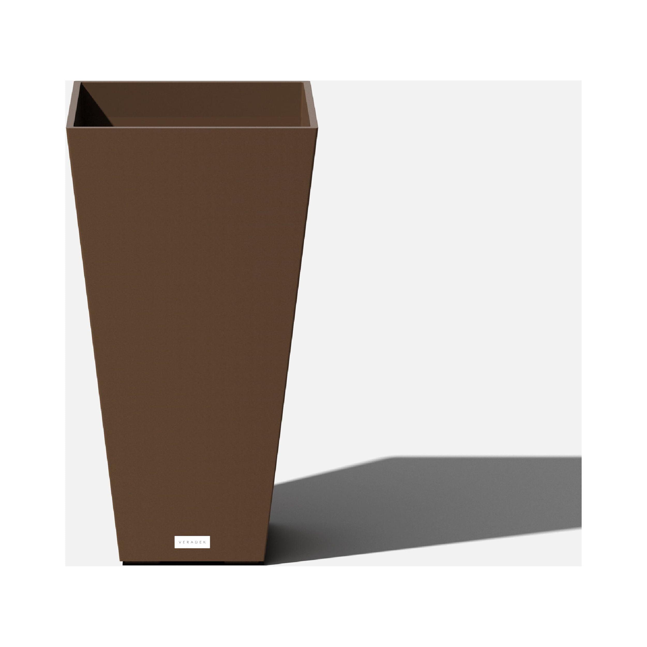 Espresso Sleek Square Tapered Modern Planter 26" High