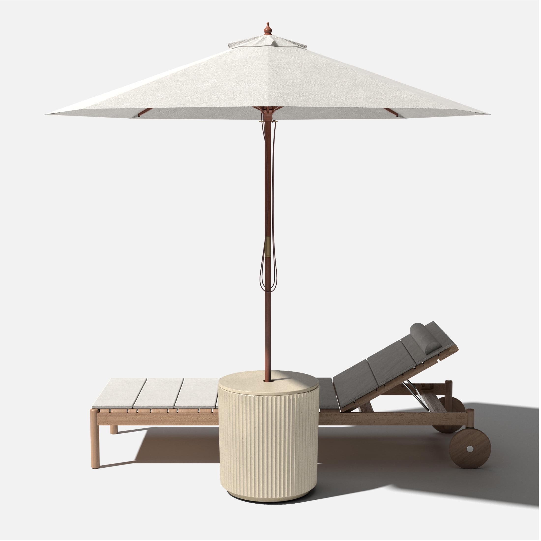 Sand Concrete-Plastic Outdoor Side Table with Umbrella Hole