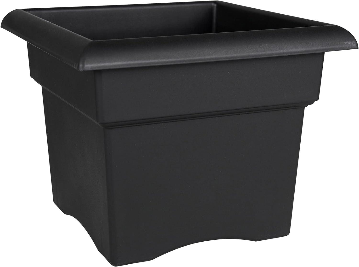 Bloem Veranda Square 18" Black Resin Planter Box for Indoor & Outdoor