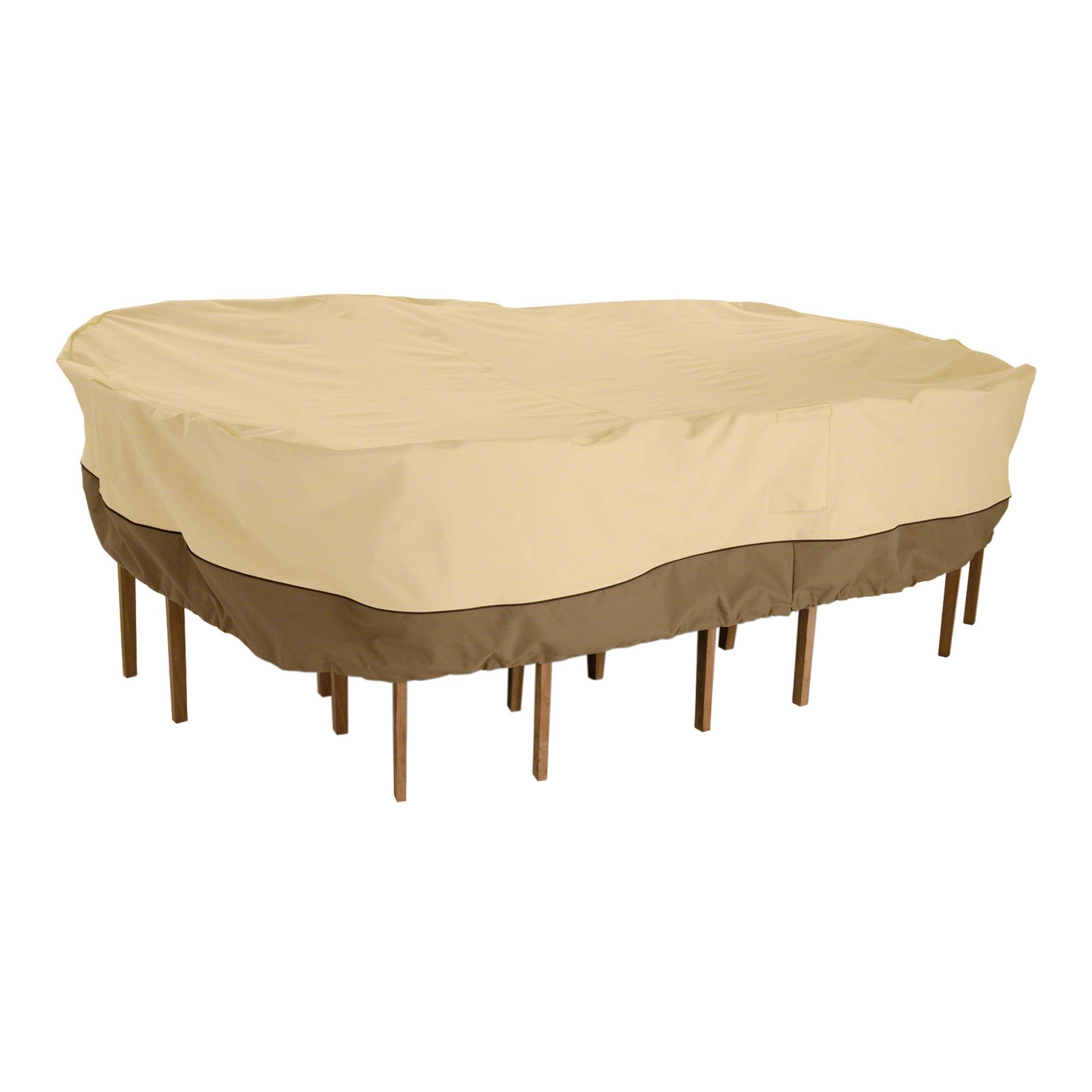 Large Beige and Brown Water-Resistant Patio Furniture Cover