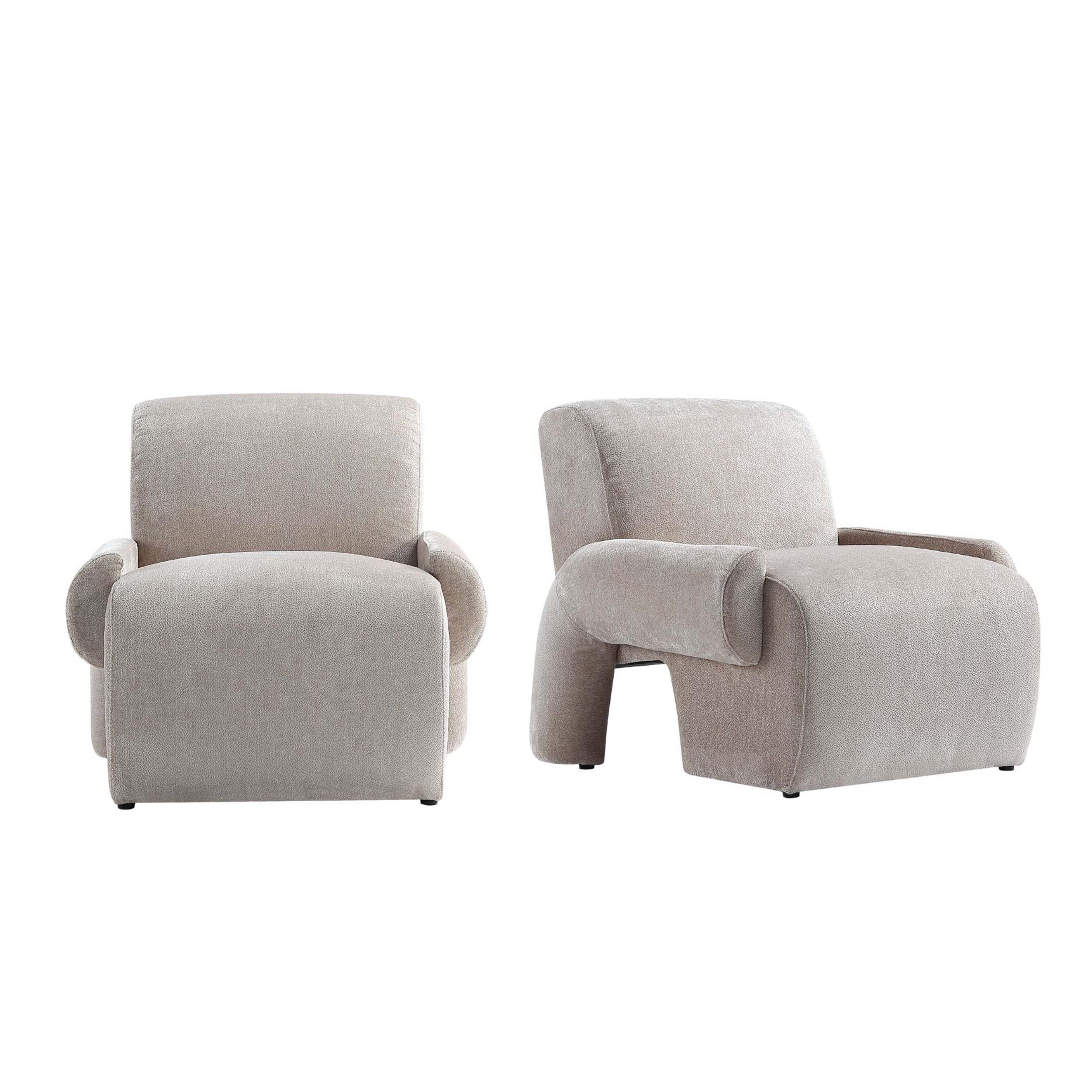 Manhattan Comfort Set of 2 Verandah Modern Chenille Upholstered Accent Chairs