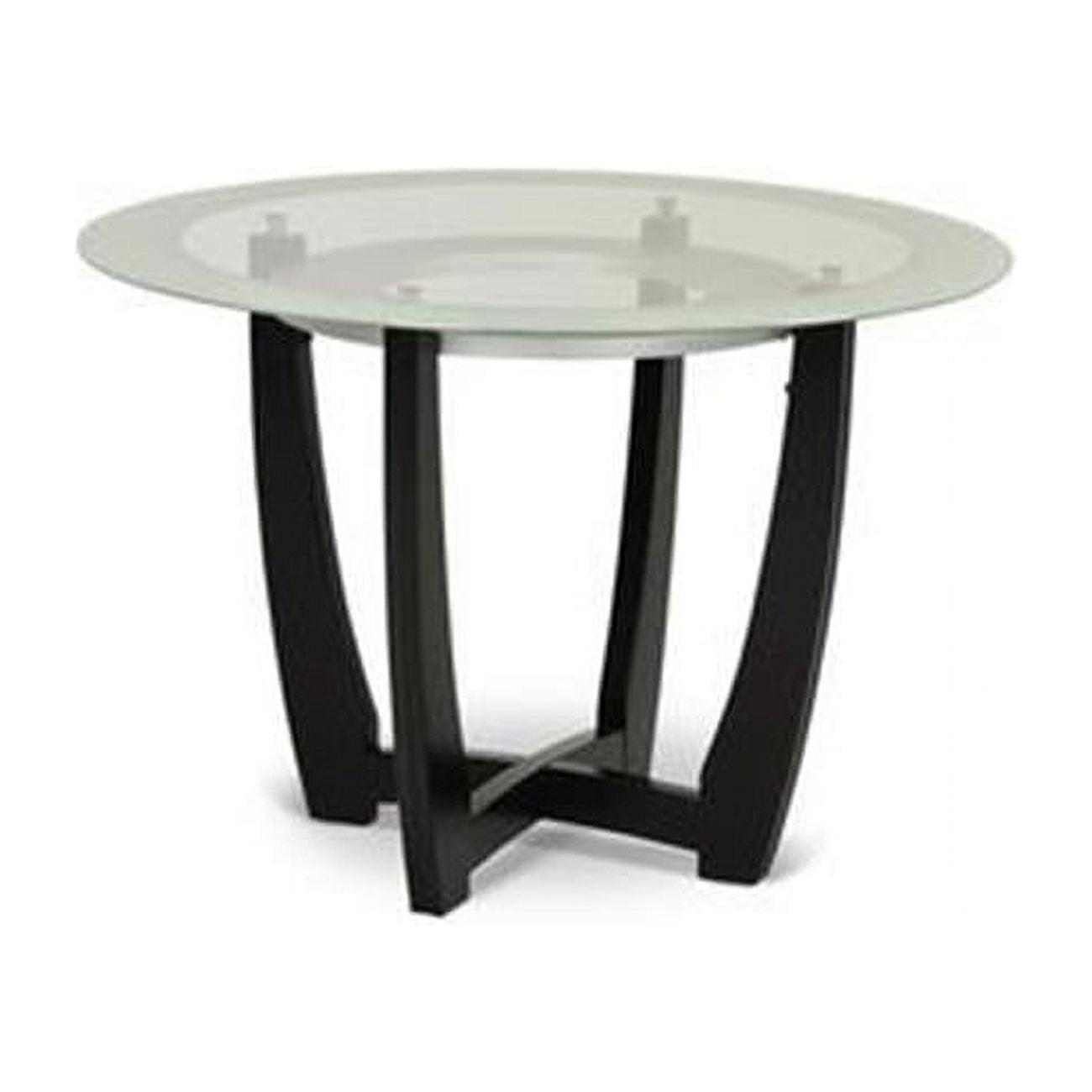 48" Round Glass and Espresso Wood Dining Table