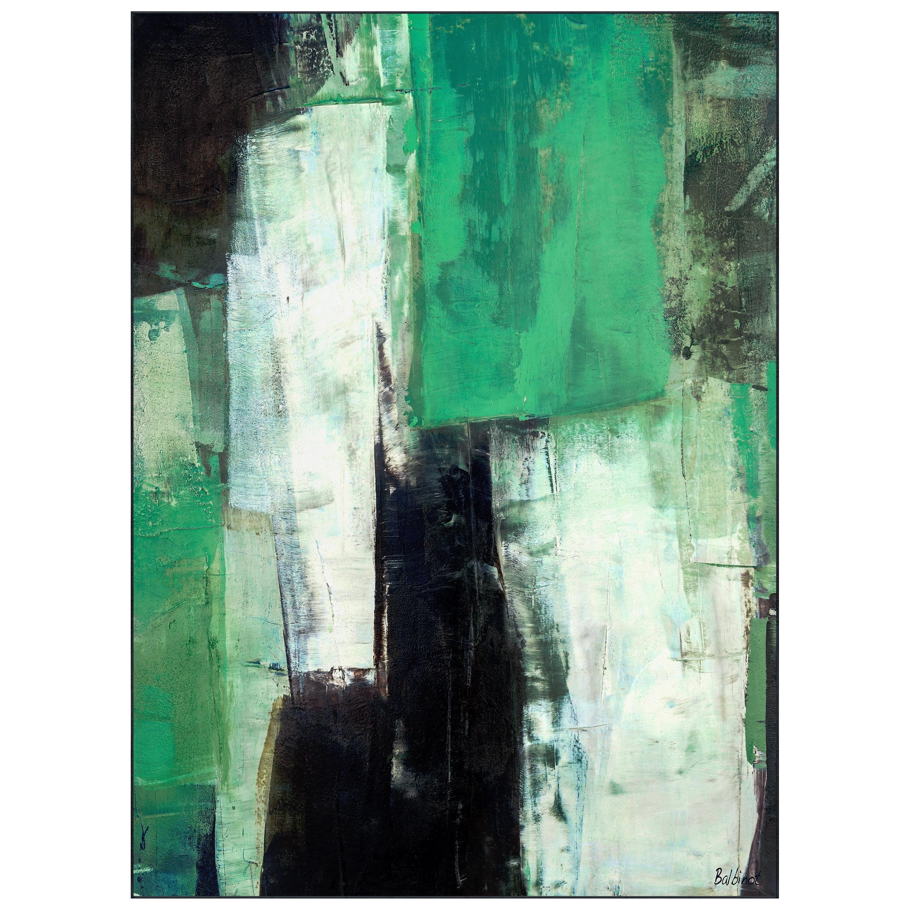 Verdure Black and Green Abstract Washable 8' x 10' Area Rug