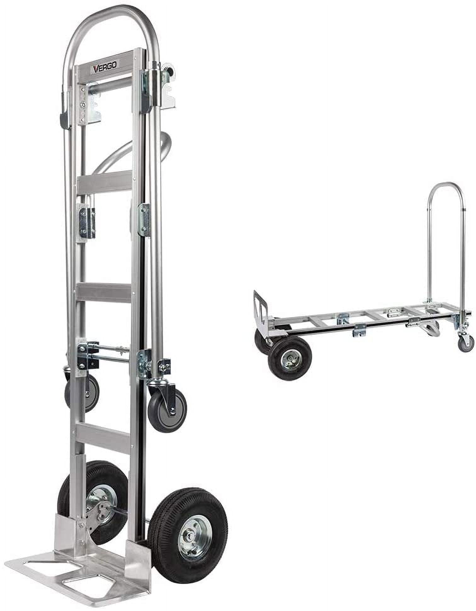 Vergo Industrial AS7B Aluminum Convertible Hand Truck Dolly Cart with Loop Handle 800 lbs Capacity (2 Positions, 63" High)