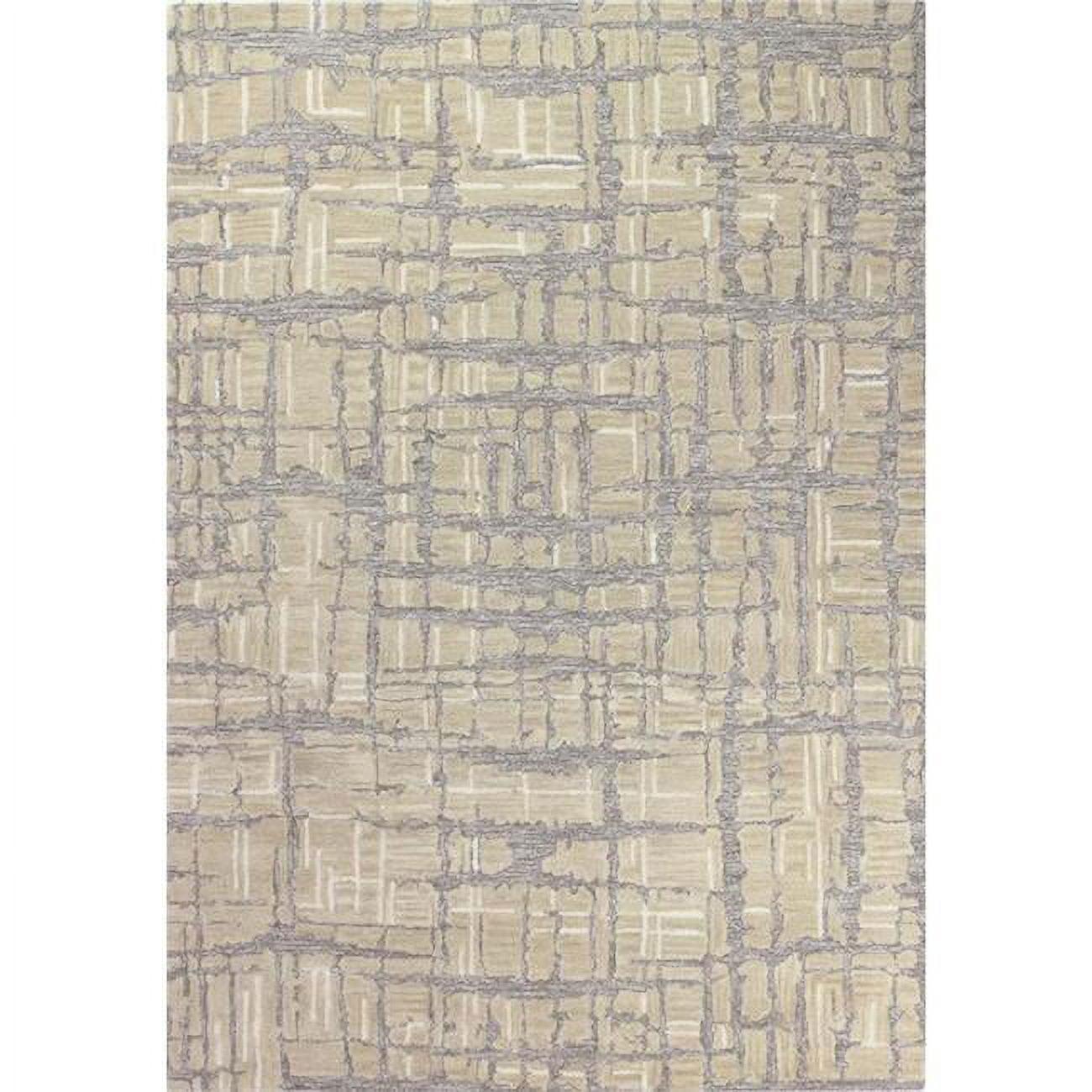 Zen Abstract Taupe Wool 5' x 7' Hand-Tufted Area Rug