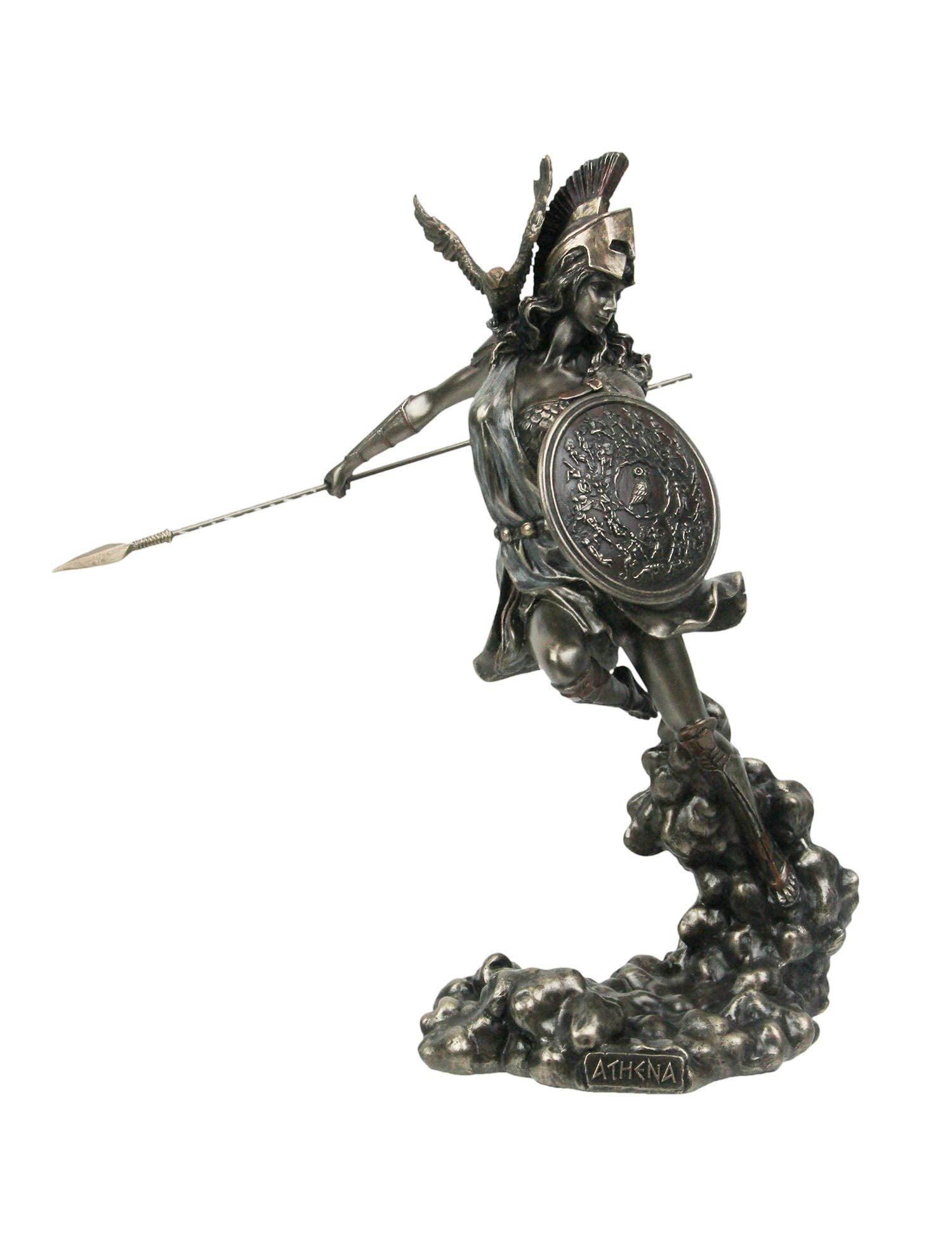 Veronese Design 9 1/4 Inch Greek Goddess Athena Holding Spear and Shield Cold Cast Resin Bronze Finish Statue Home Decor