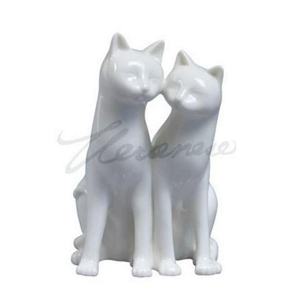 Veronese Design WP00043AA Sitting Cats Knead Each Other  White