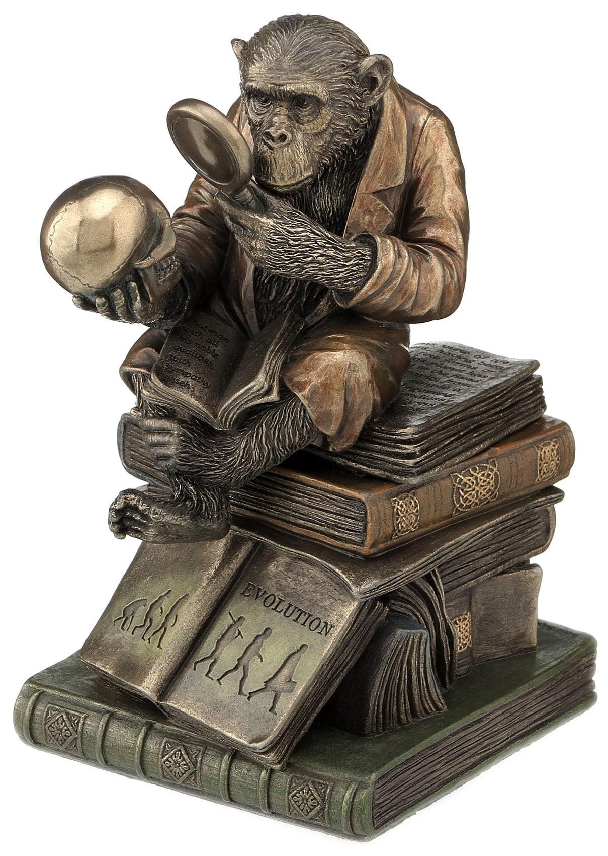 Bronze Chimpanzee Scholar Trinket Box with Books