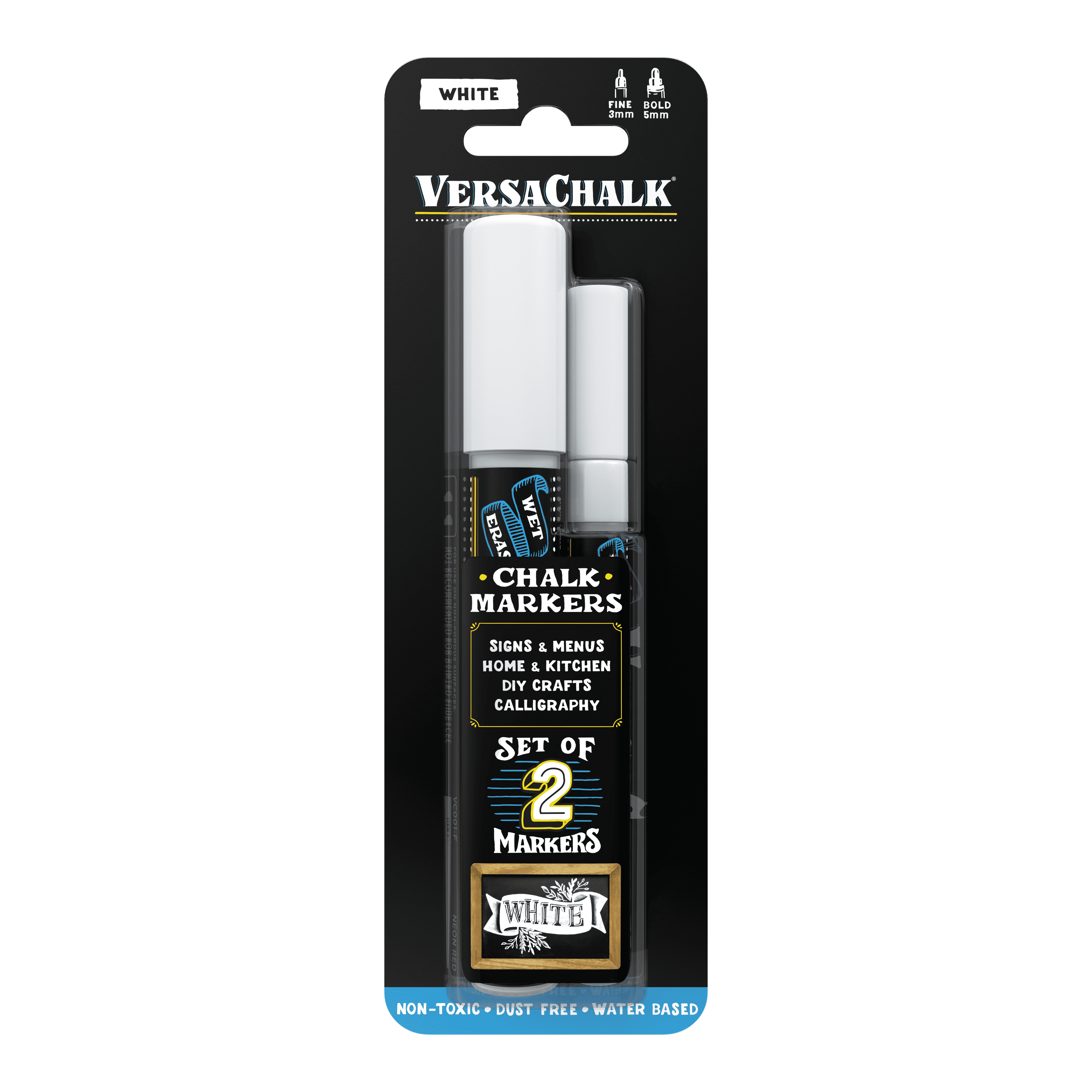 VersaChalk VersaChalk White Liquid Chalk Markers - 2 set, Wet Erase, for Chalkboards & Glass